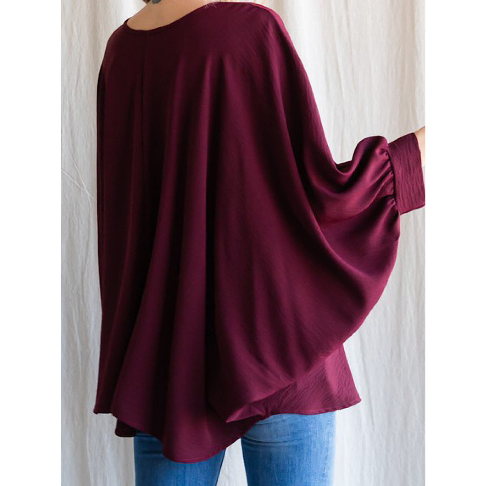 Solid V-Neck Oversized Top