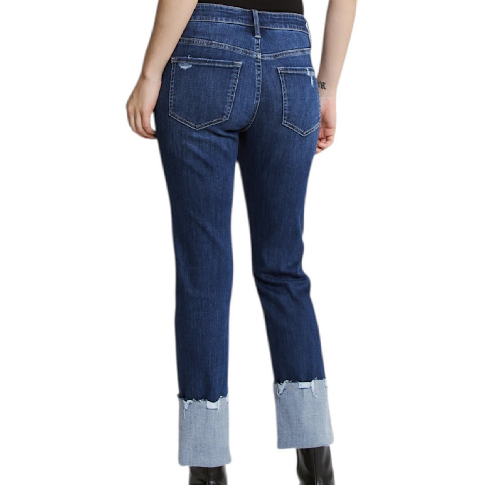 Mica Denim Mica MDP-T3613 Mid Rise Slim Straight Leg W/Cuffed Hem Jean