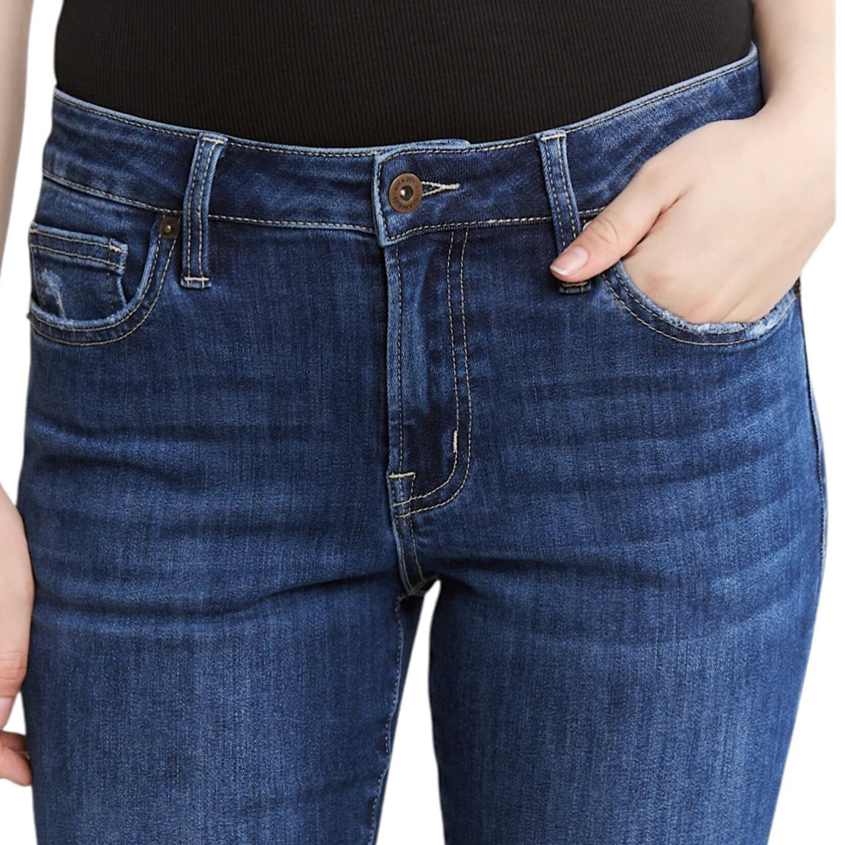 Mica Denim Mica MDP-T3613 Mid Rise Slim Straight Leg W/Cuffed Hem Jean