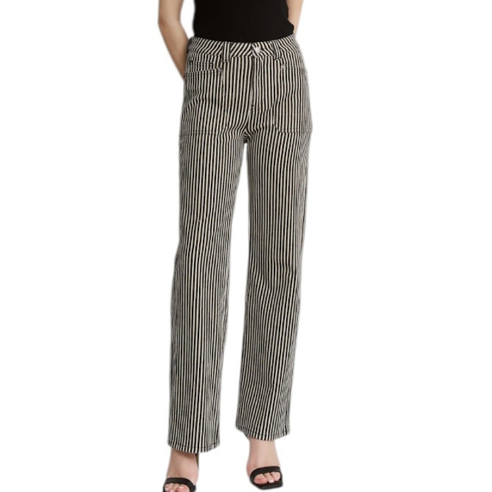 Mica Denim Mica MDP-T3568BT Super High Loose Fit Straight Striped Jean