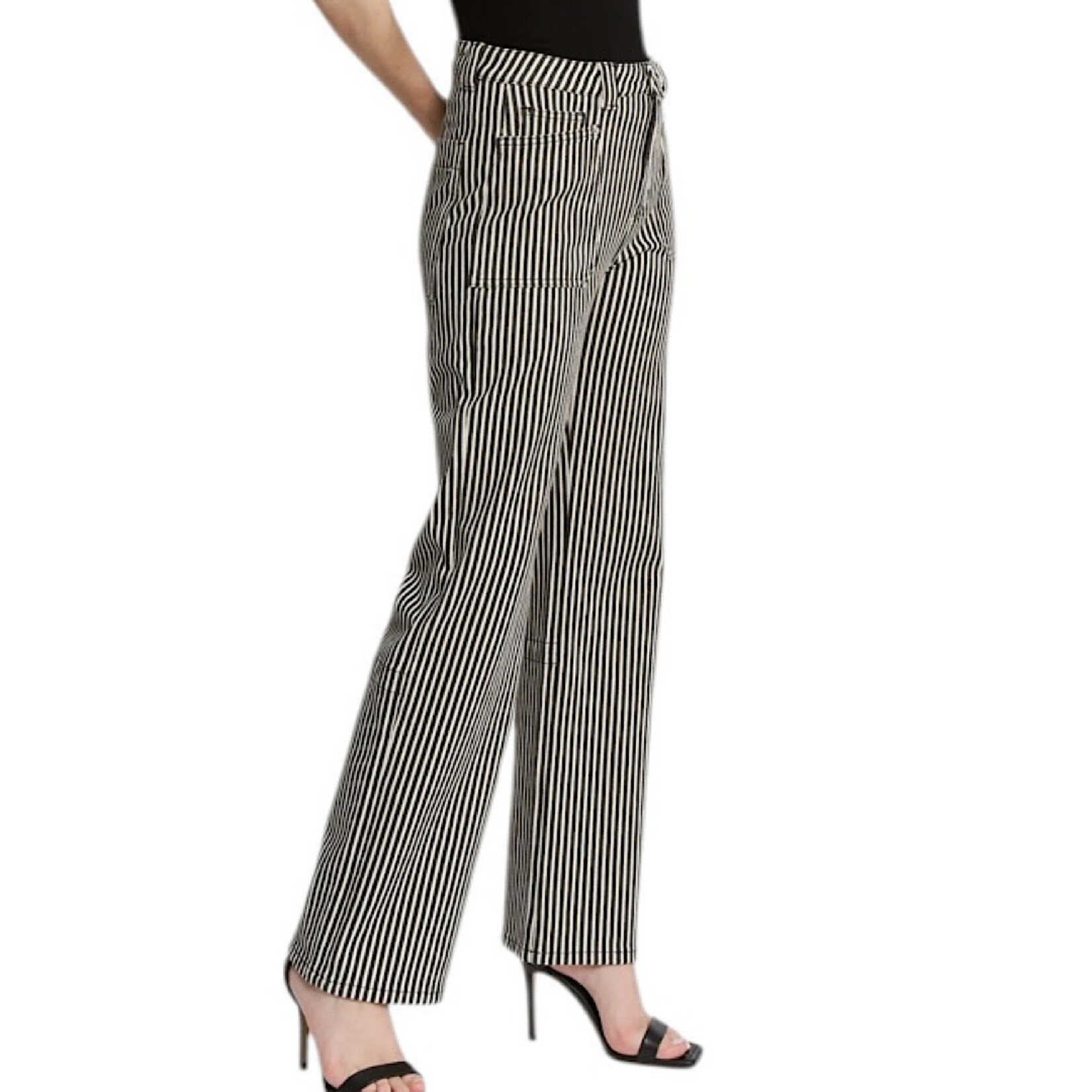 Mica Denim Mica MDP-T3568BT Super High Loose Fit Straight Striped Jean
