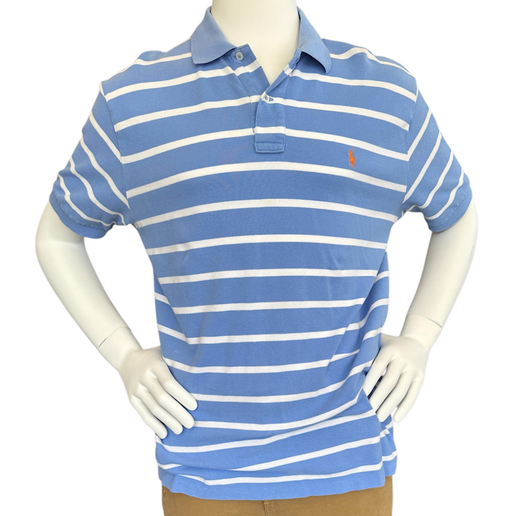 Ralph Lauren Blue Stripe Polo Shirt Size XL-RF