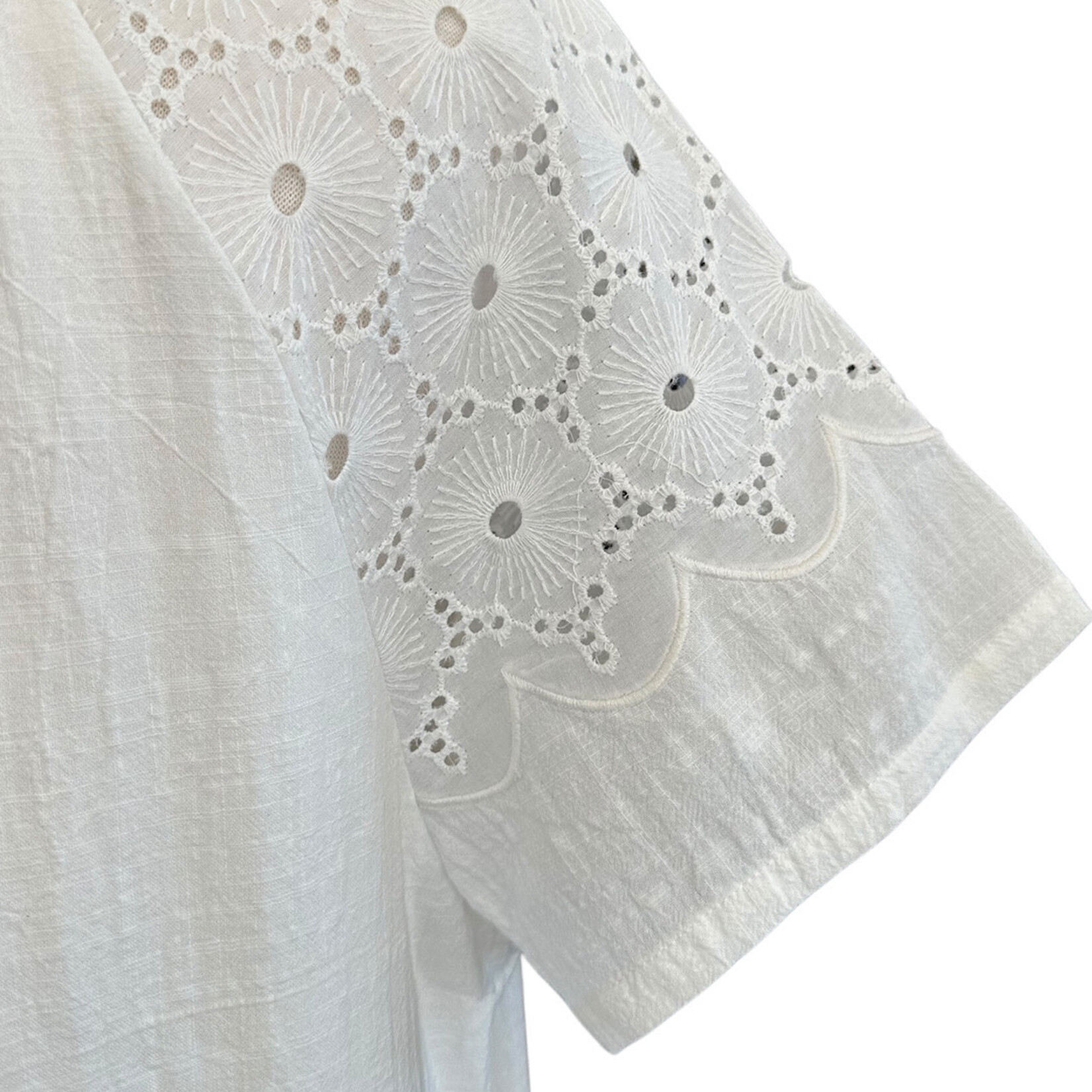 White Eyelet Neck Dress