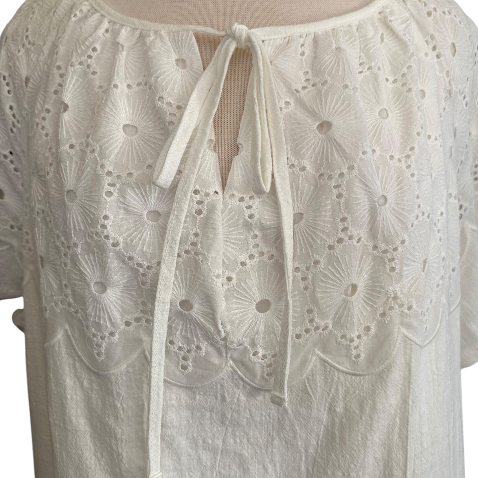 White Eyelet Neck Dress
