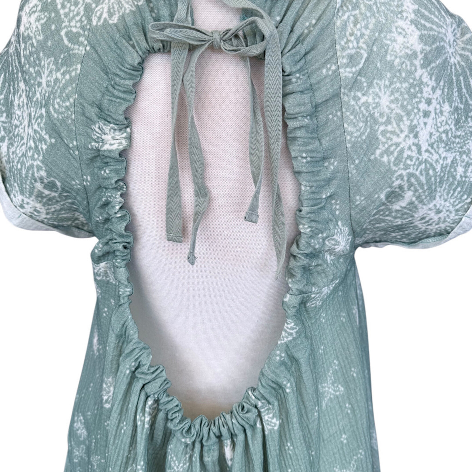 Sage Printed Cotton Gauze Tunic Dress