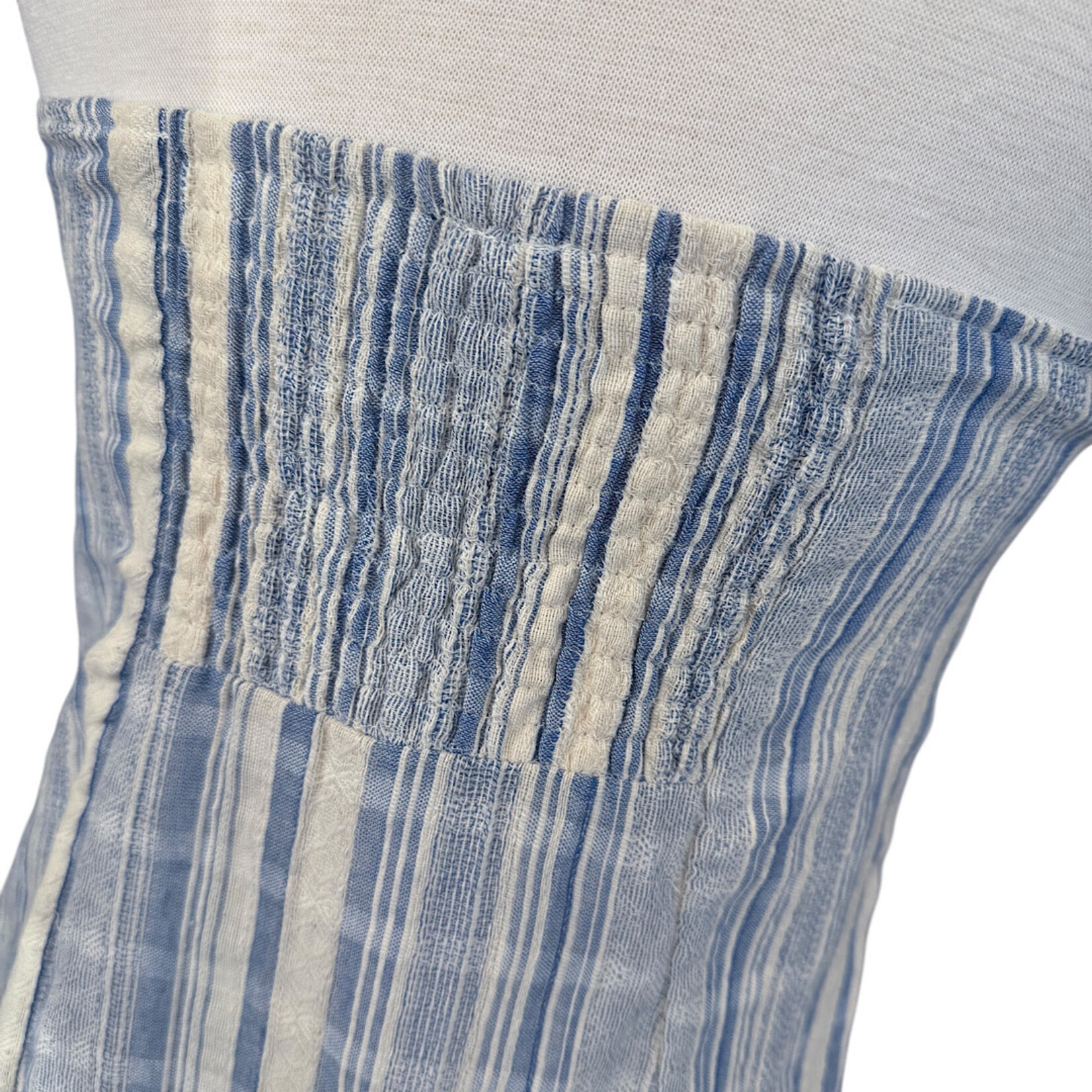 Blue Striped Sleeveless Button Down Dress