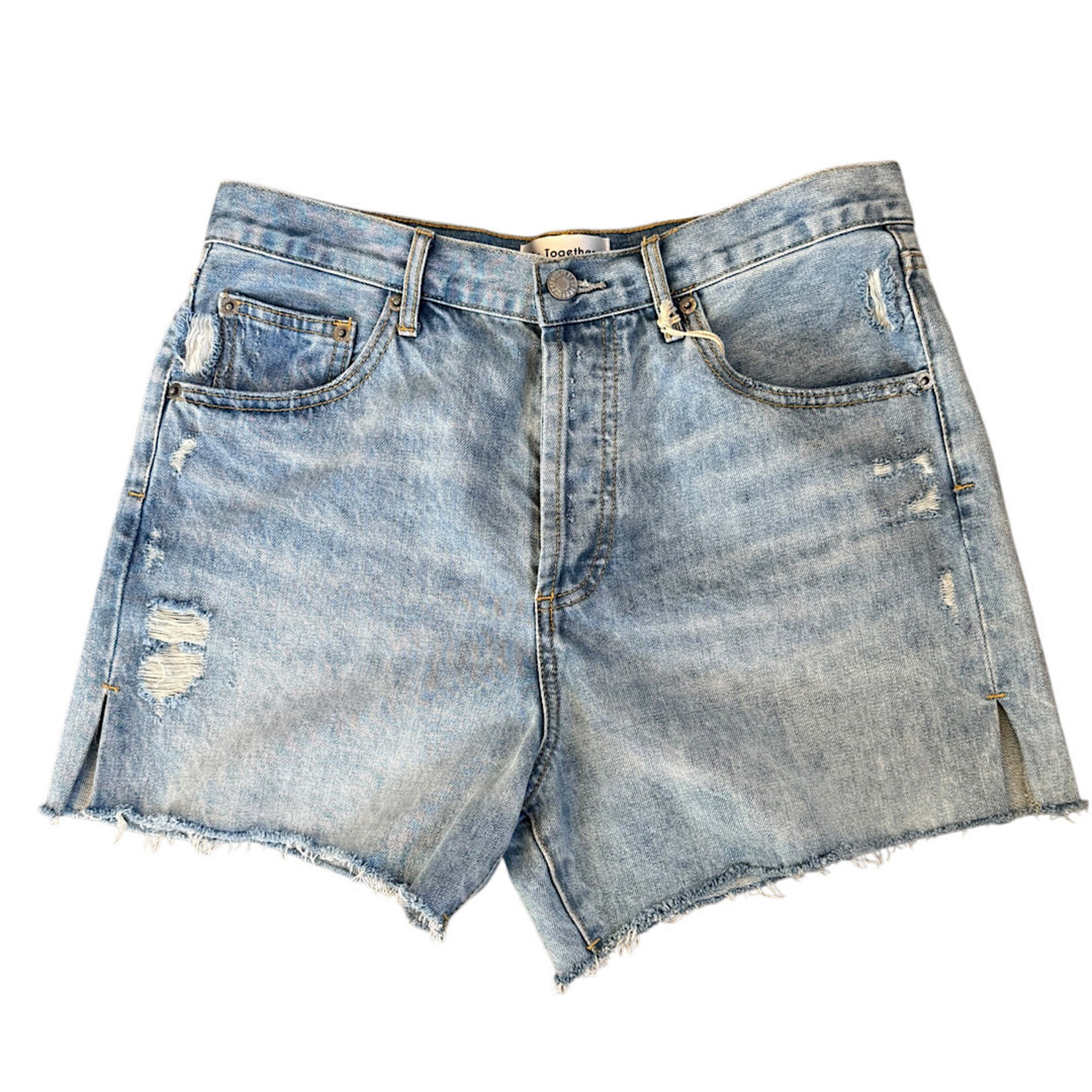Button Fly Side Slit Shorts