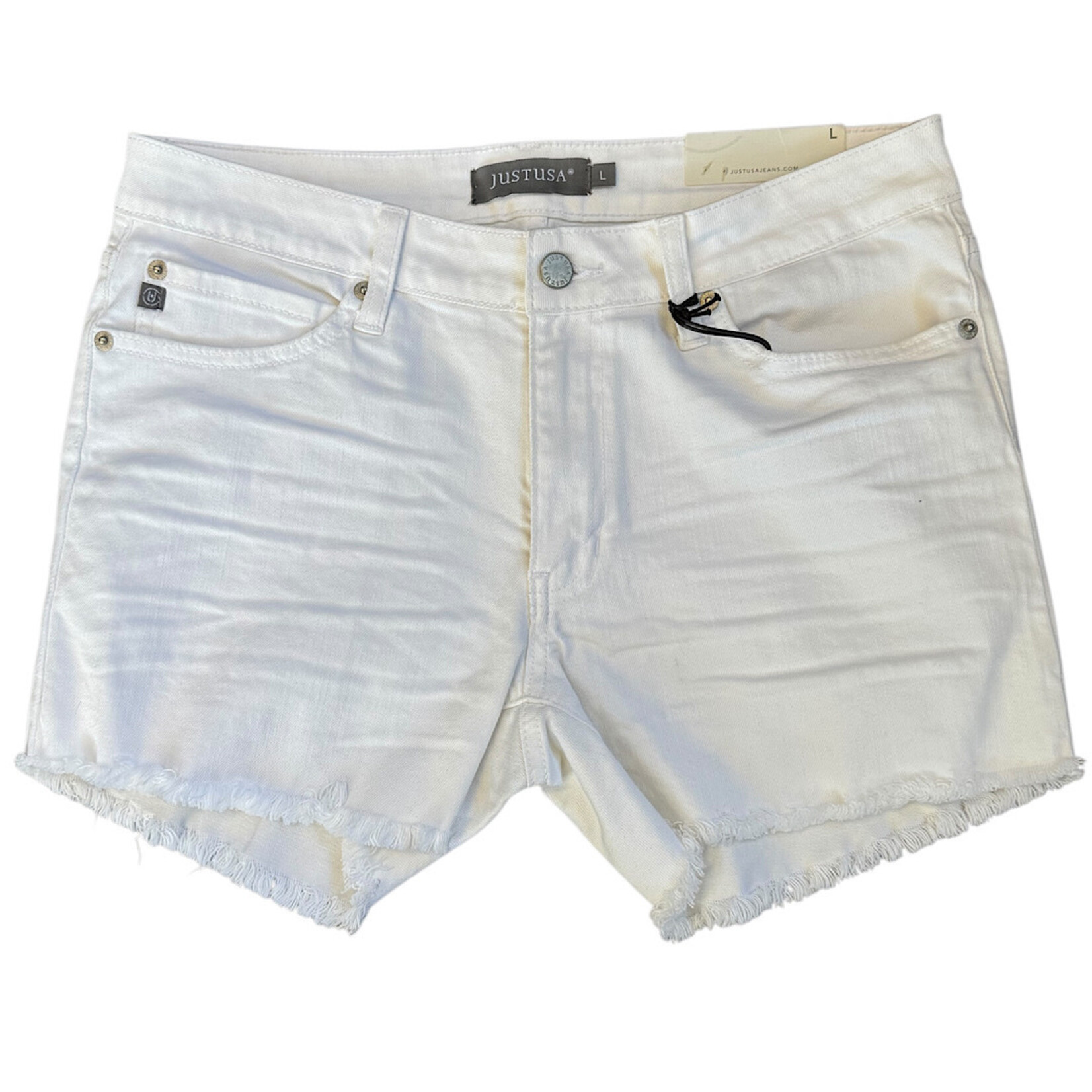 MidRise White Frayed Shorts