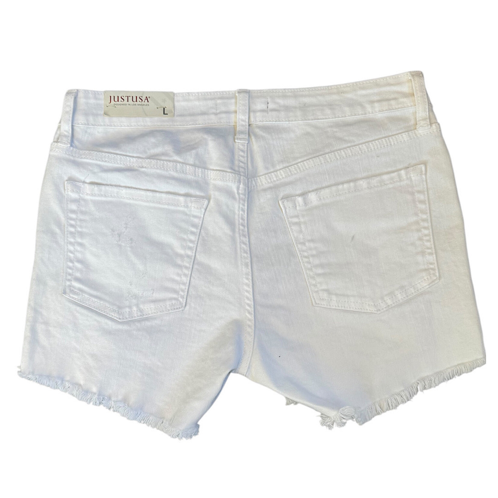 MidRise White Frayed Shorts