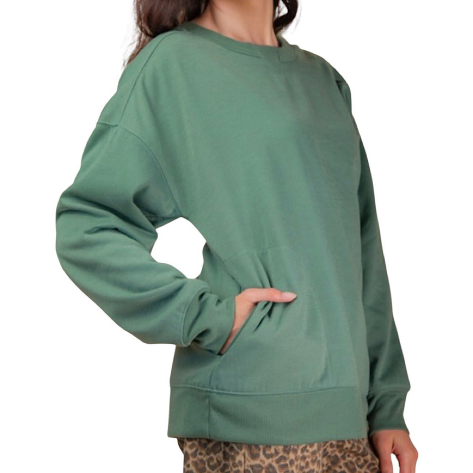 Sage Sweatshirt with Side Pockets