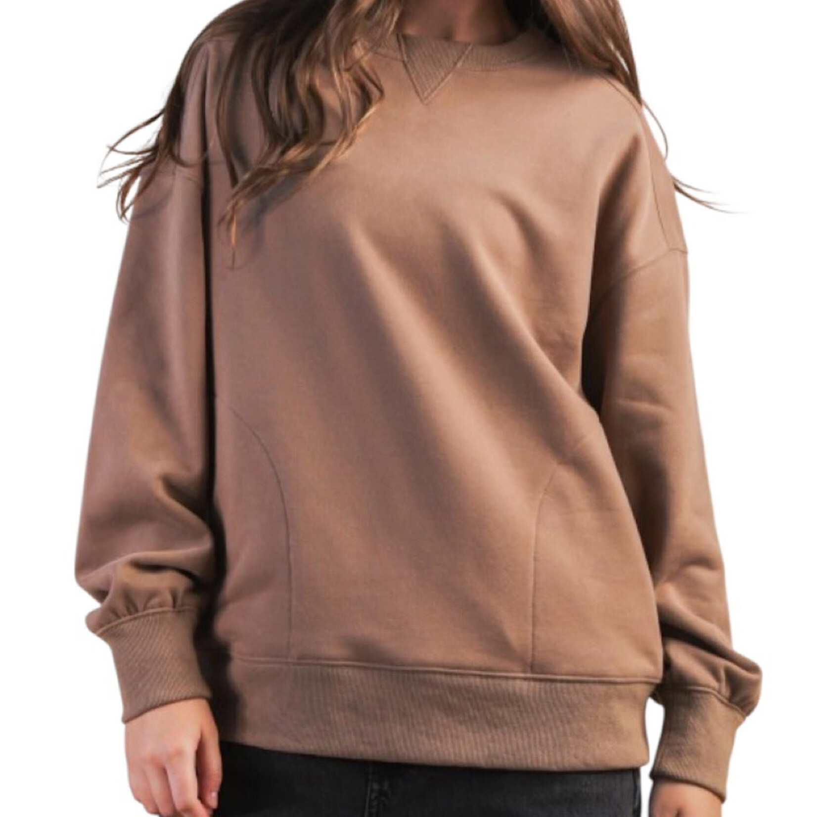 Mocha Sweatshirt with Side Pockets