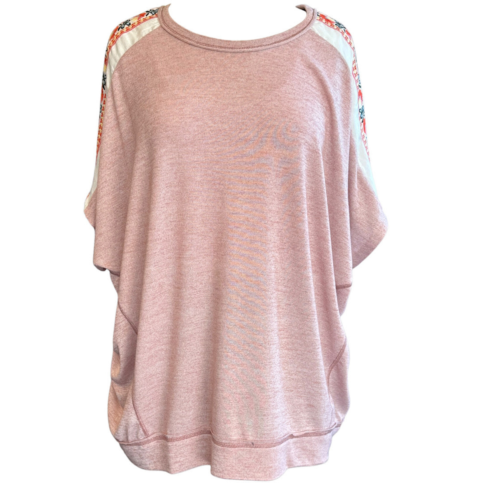 Plus Heather Pink Slub Knit Dolman Top