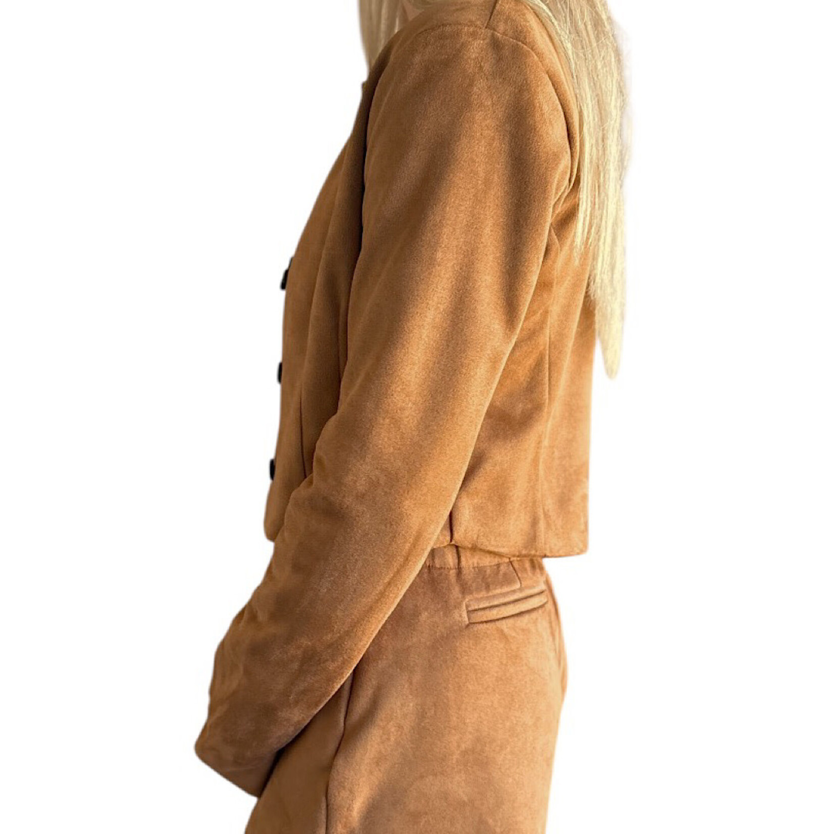 Camel Collared Jacket With Front Buttons