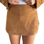 Camel Chic High Waisted Suede Skort