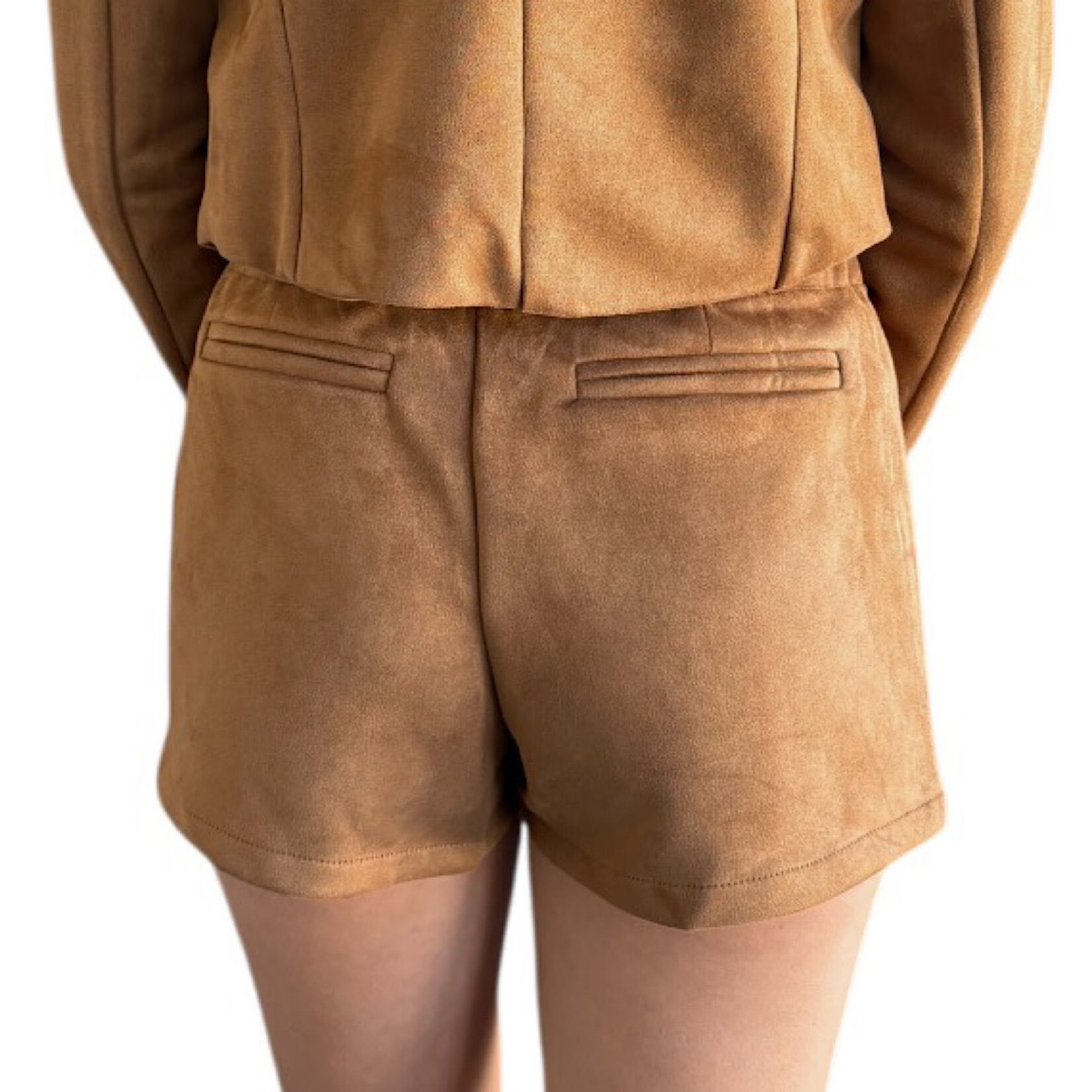 Camel Chic High Waisted Suede Skort