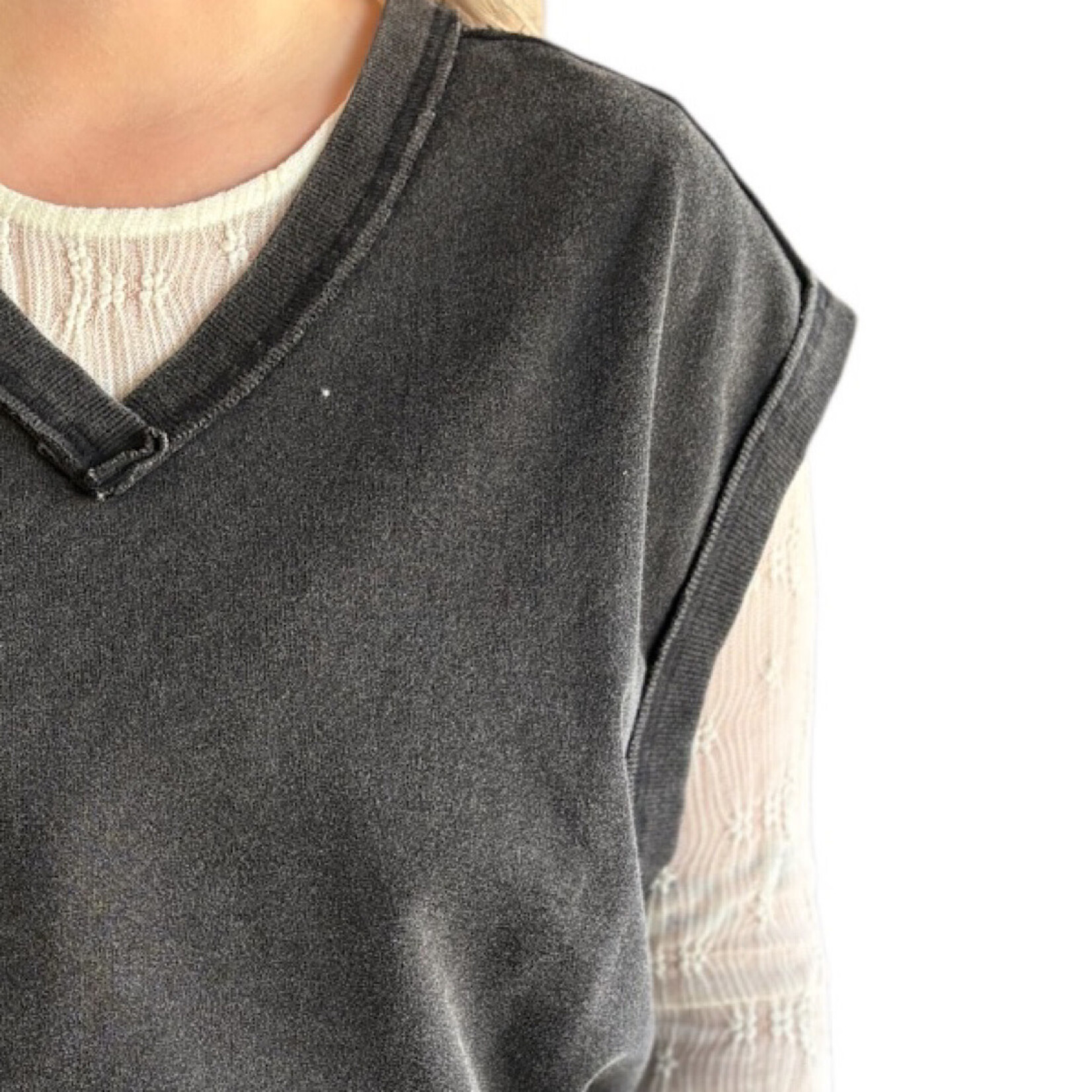 Black V-Neck Sleeveless Casual Vest