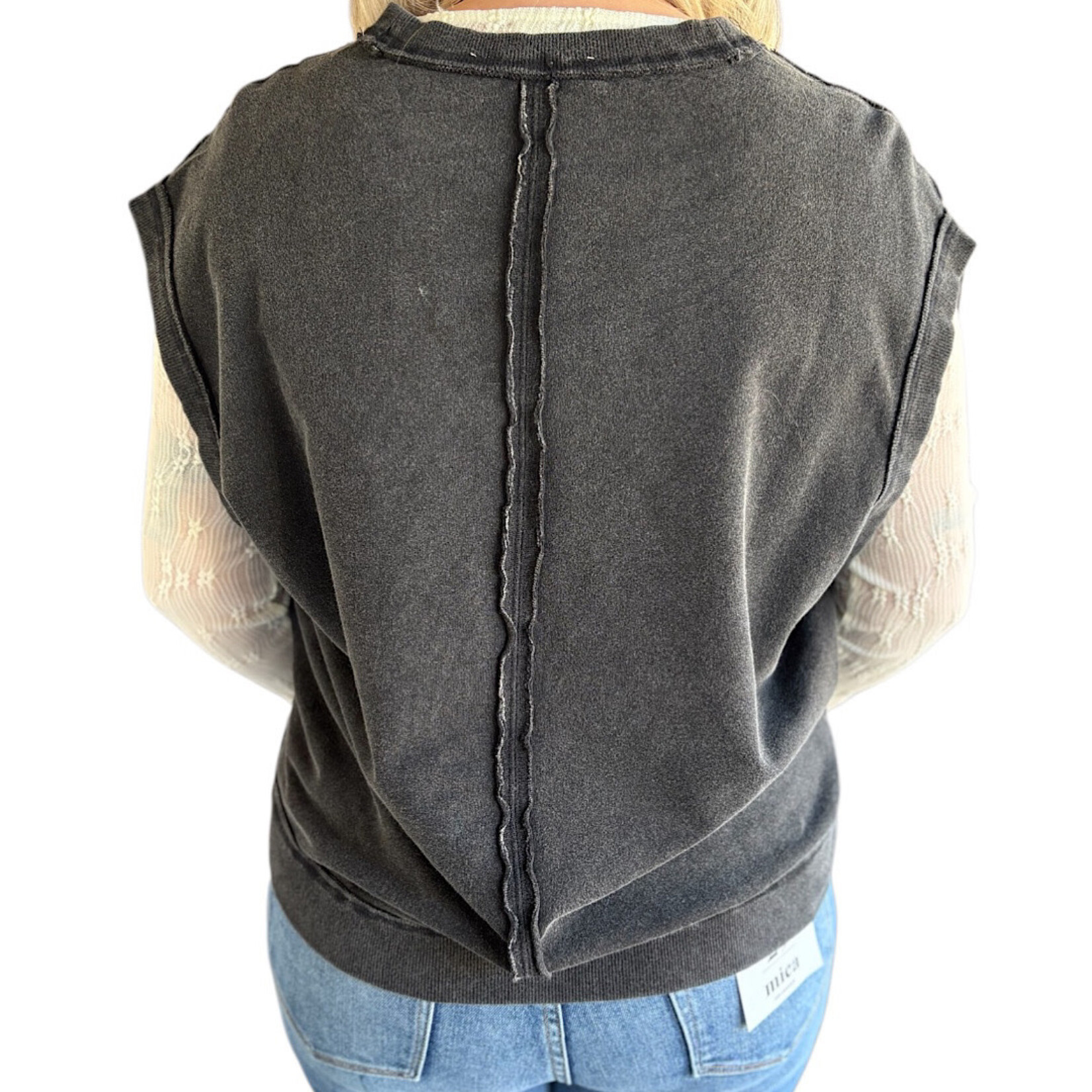Black V-Neck Sleeveless Casual Vest