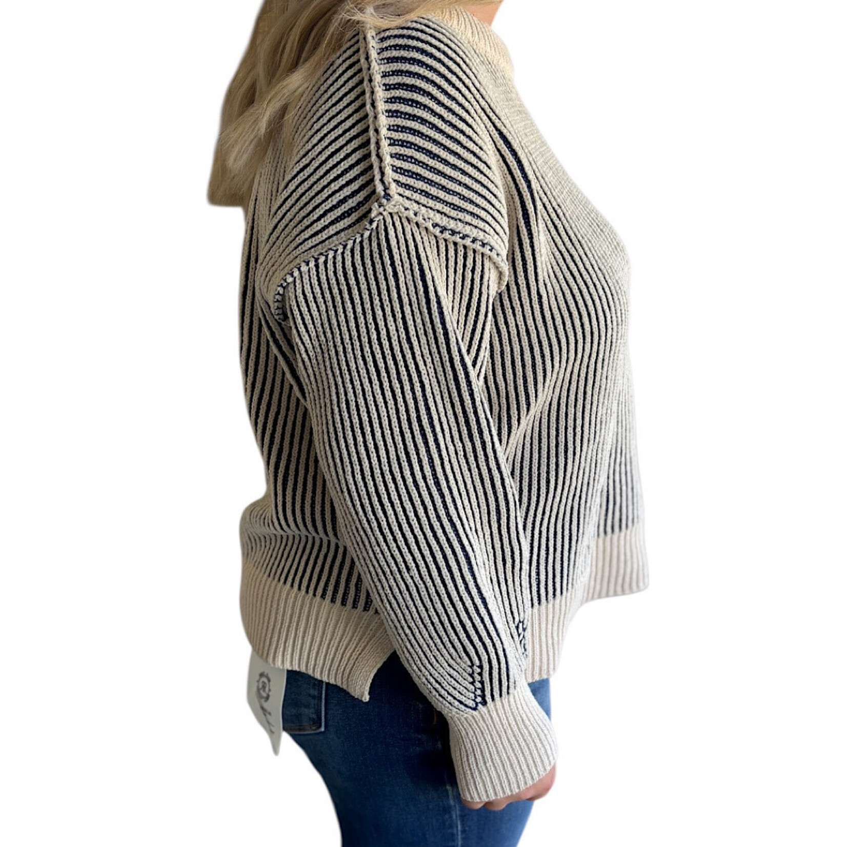 LT Navy Two Tone Crewneck Sweater