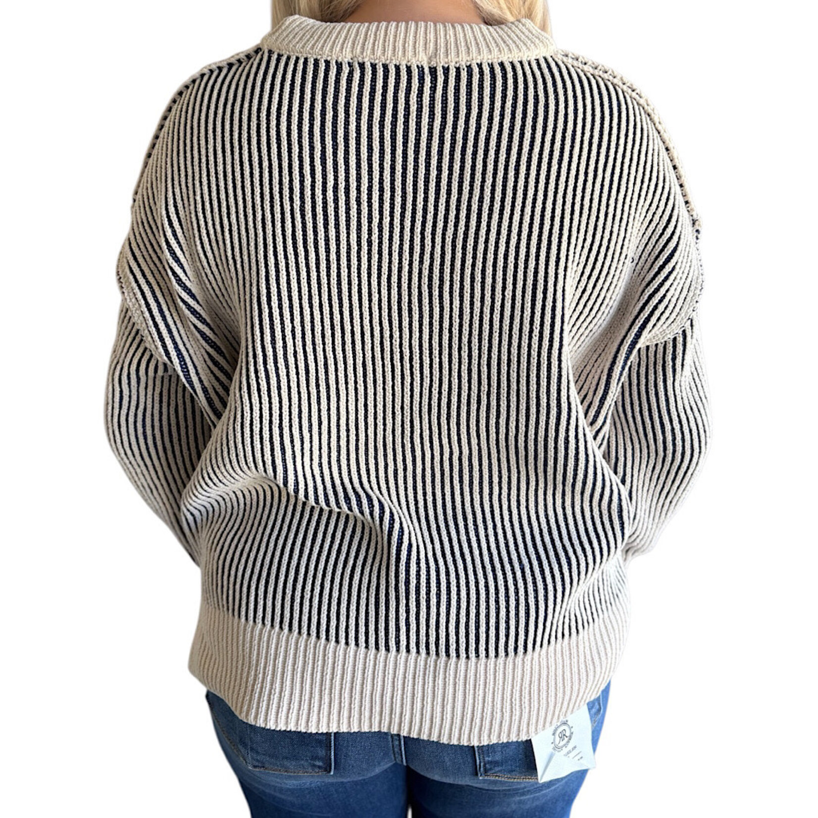 LT Navy Two Tone Crewneck Sweater