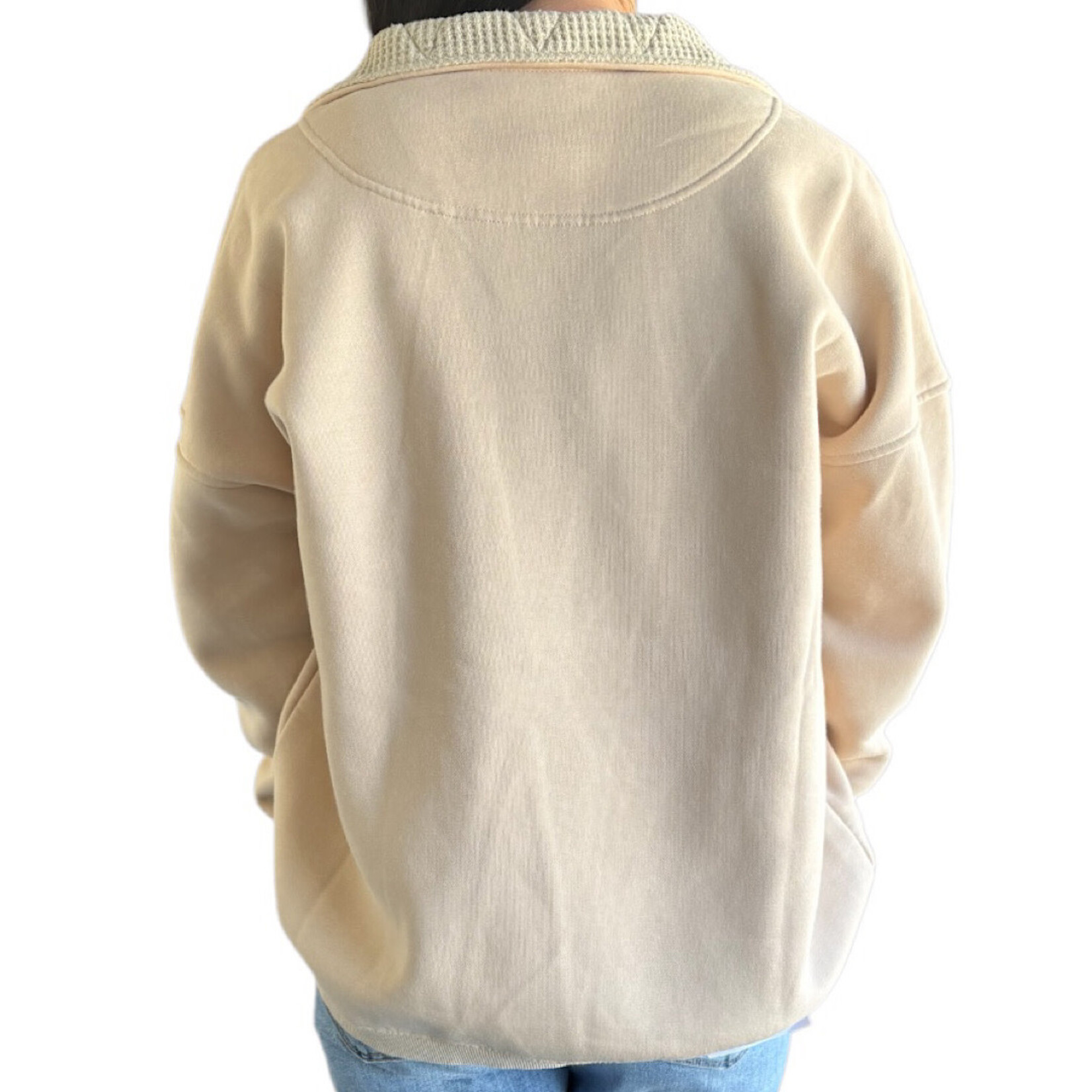 Ecru Mineral Wash Half Snap Pullover Sweatshirt