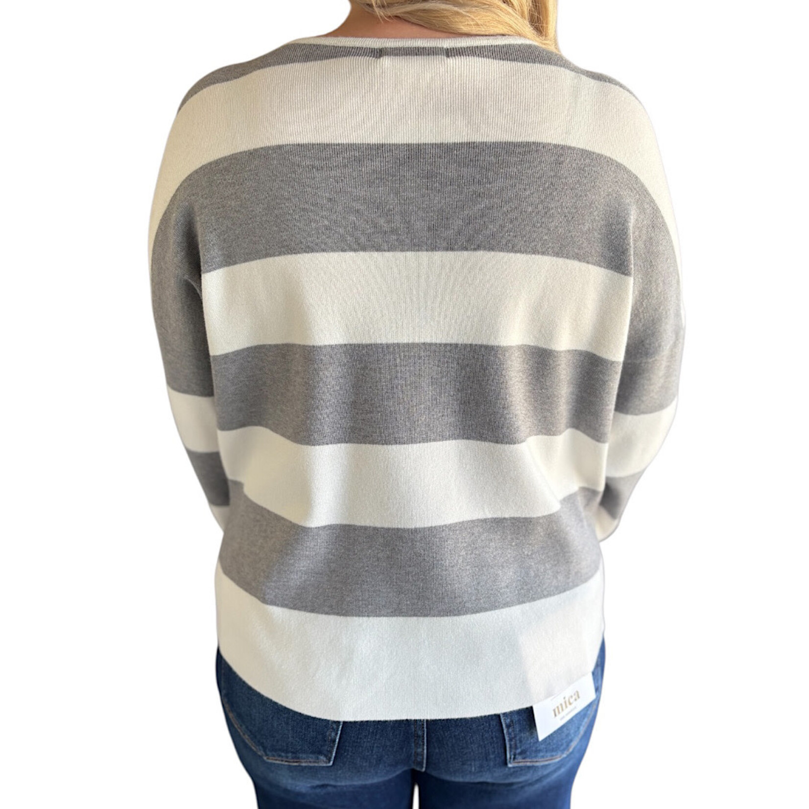 Heather Grey Striped Sweater Top