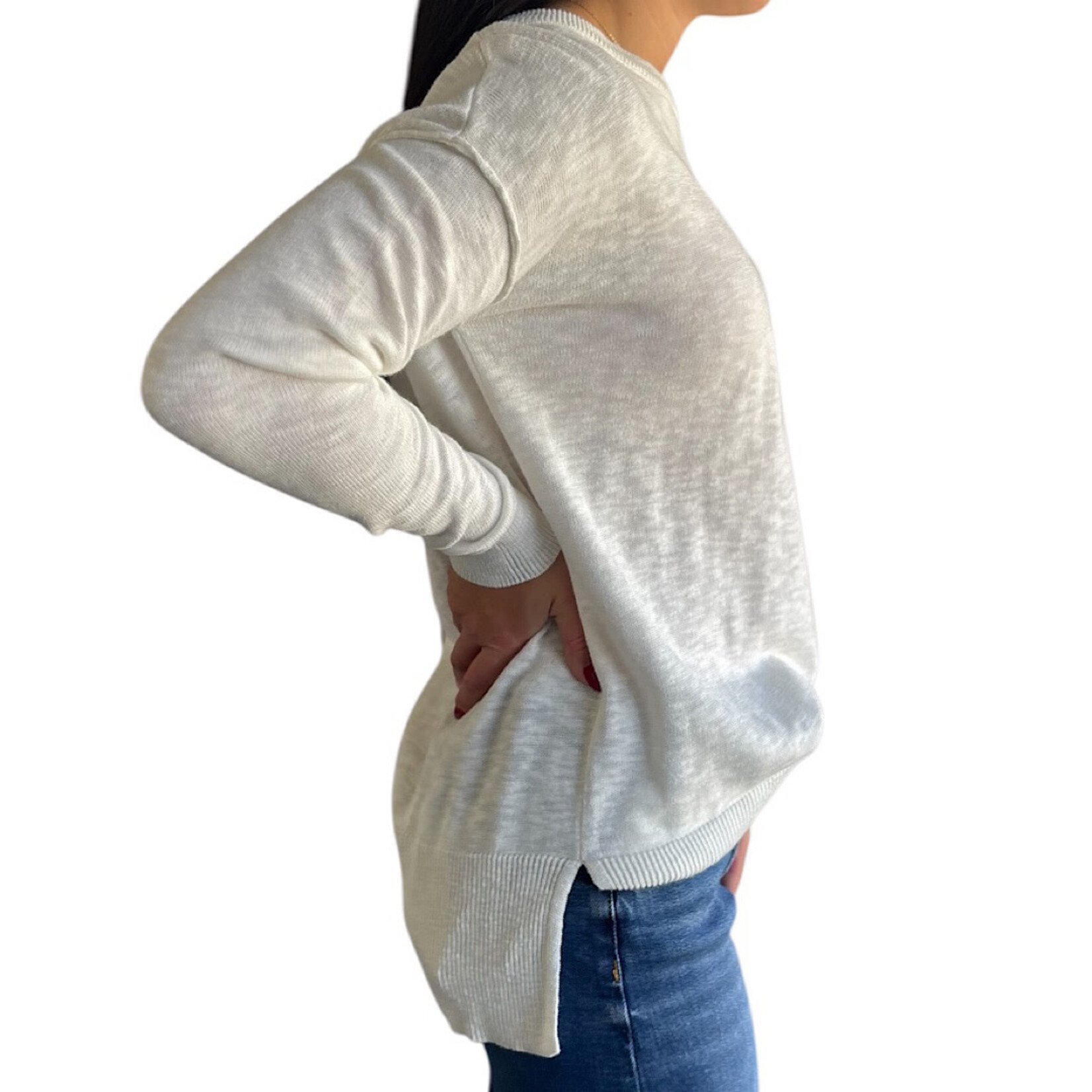 Off White Slub Sweater Top