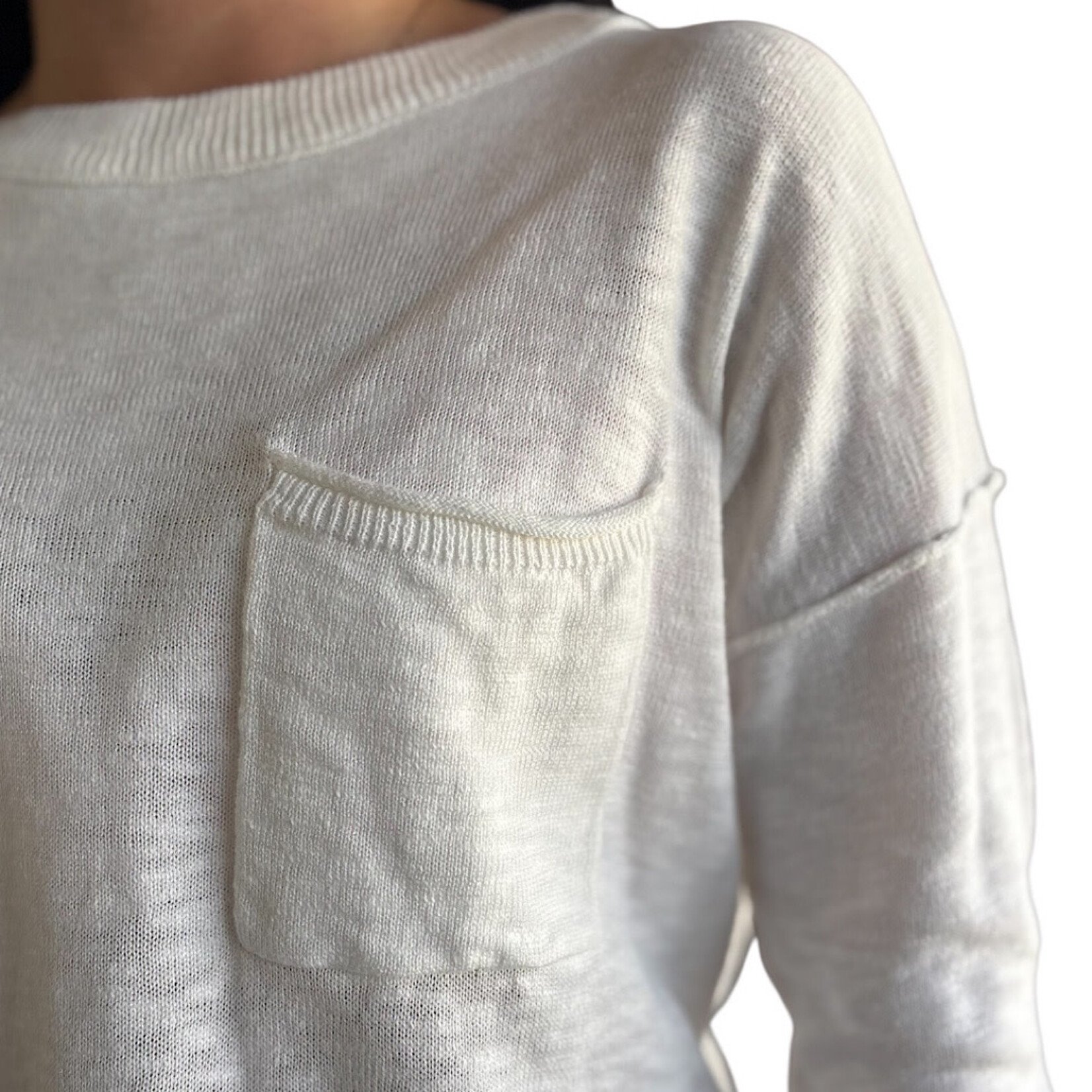 Off White Slub Sweater Top