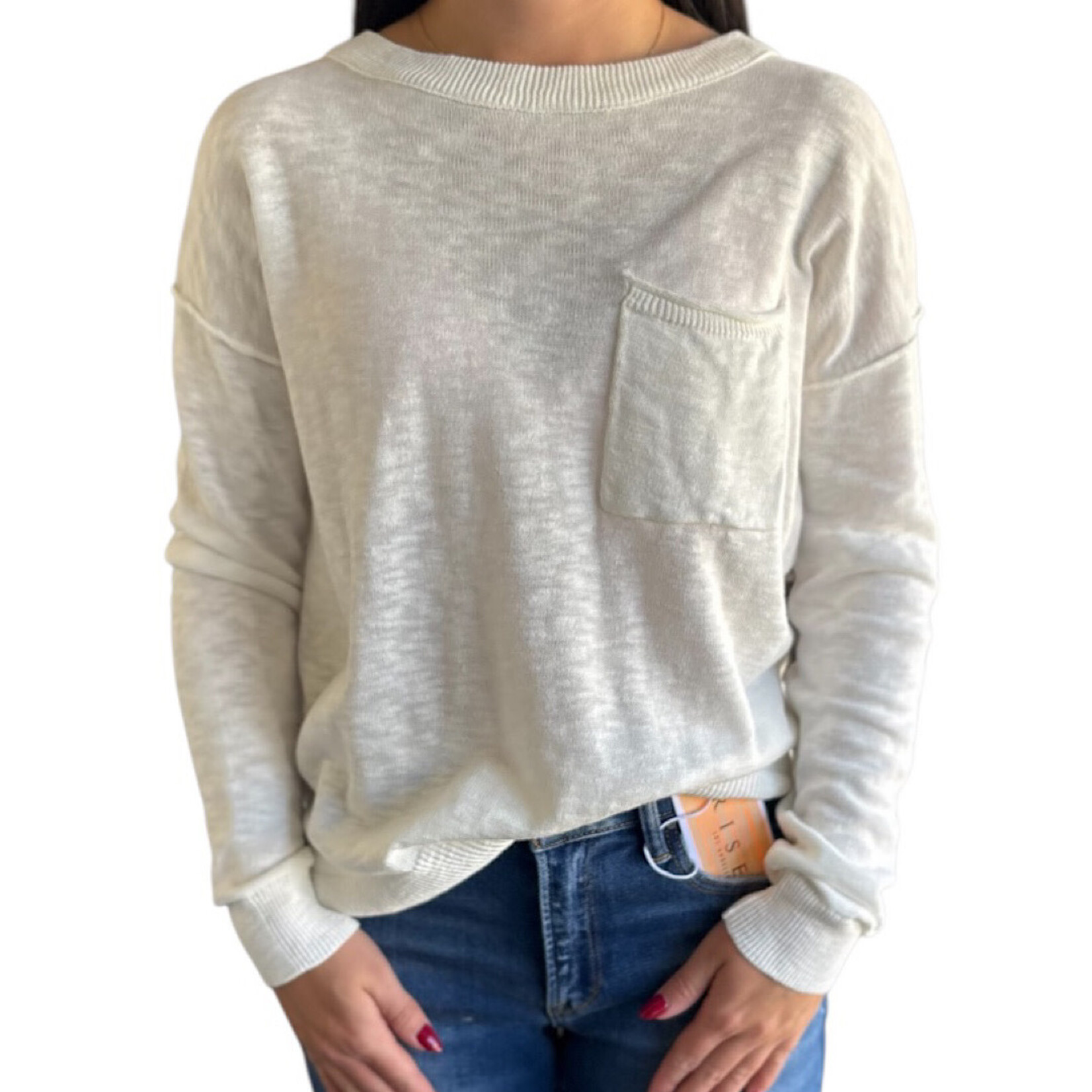 Off White Slub Sweater Top