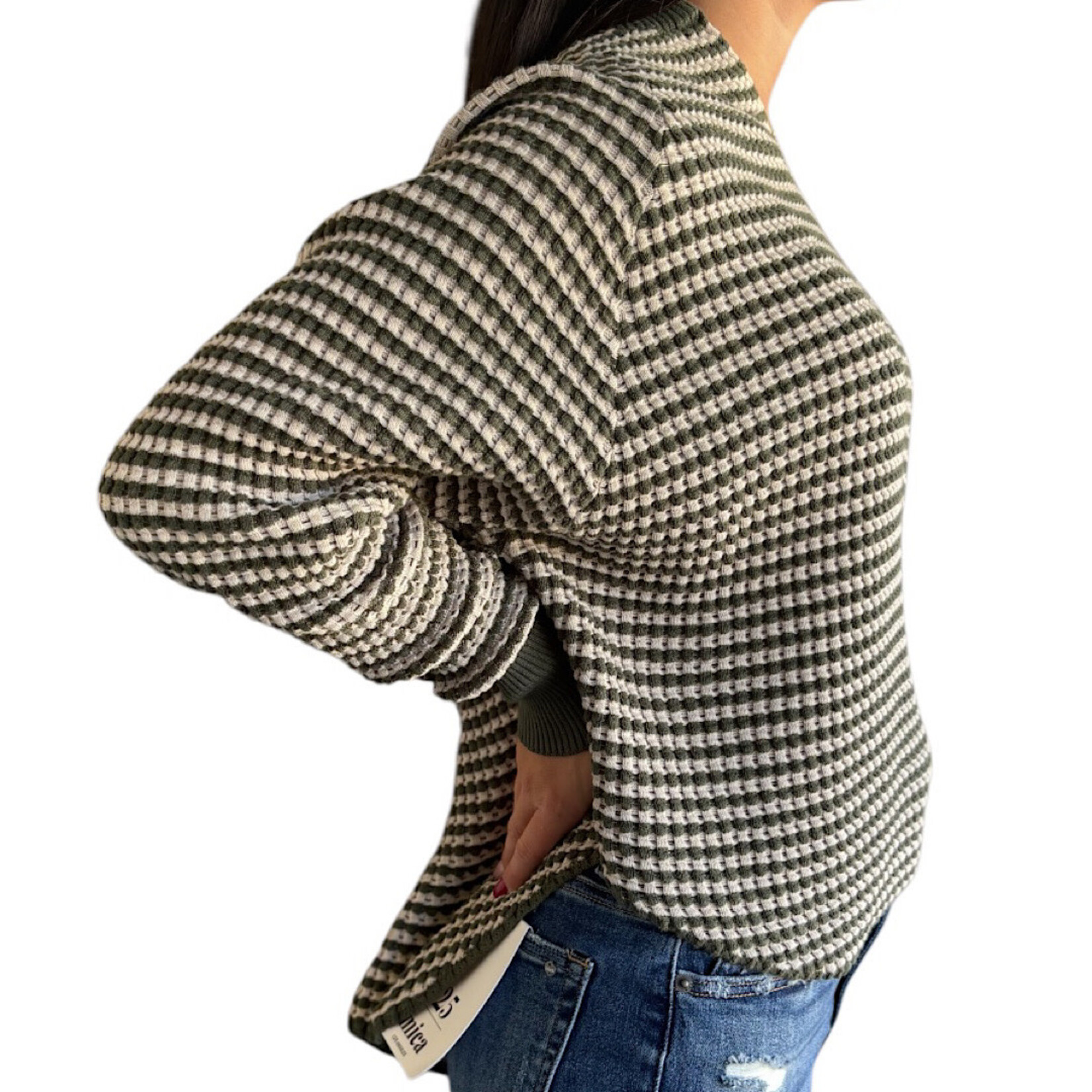 Hunter Waffle Stripe Oversized Top