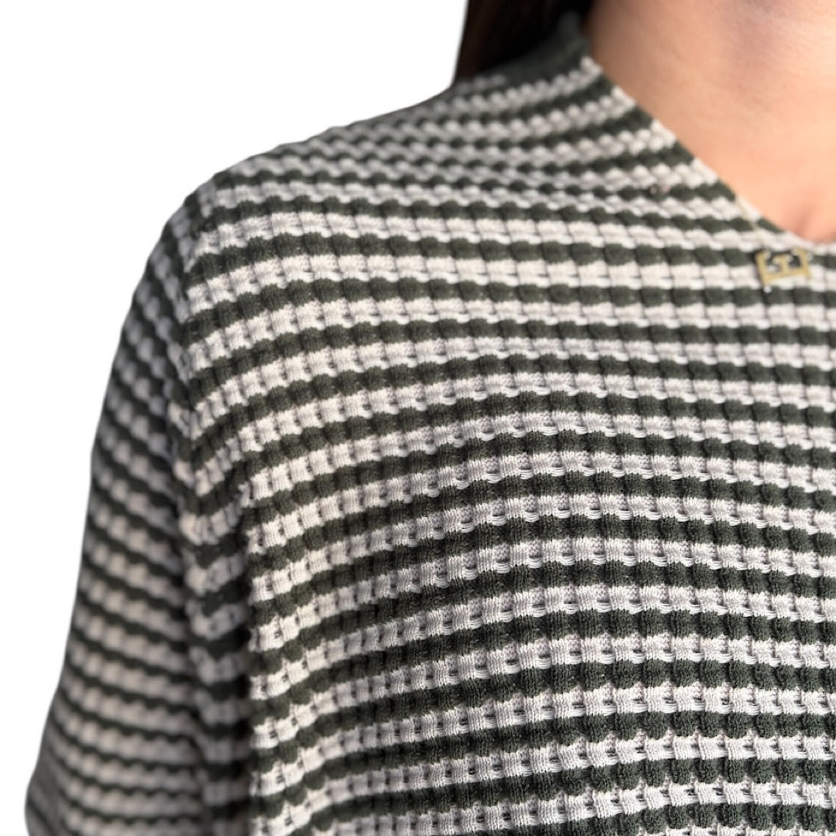 Hunter Waffle Stripe Oversized Top