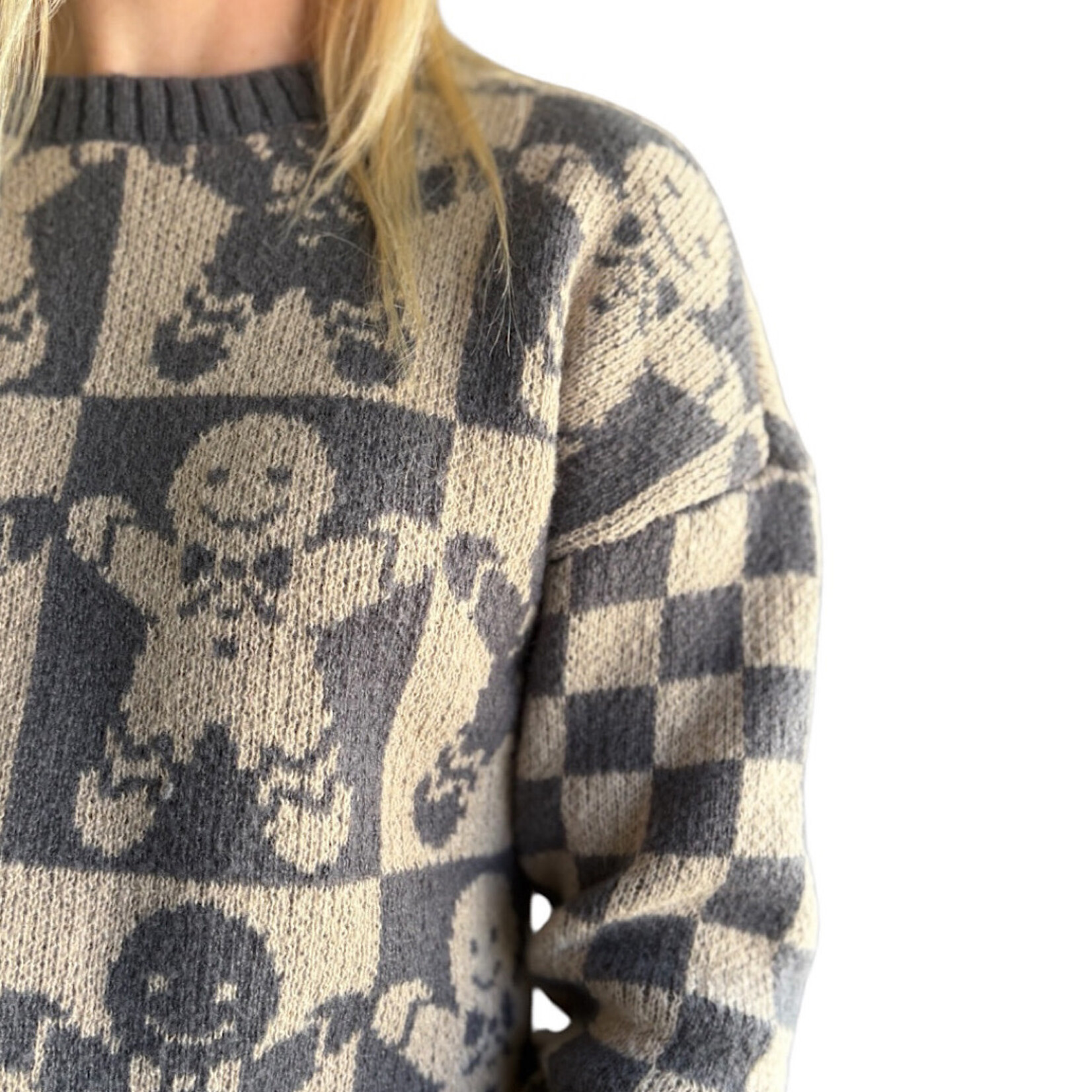 Charcoal Colorblock Gingerbread Man Sweater