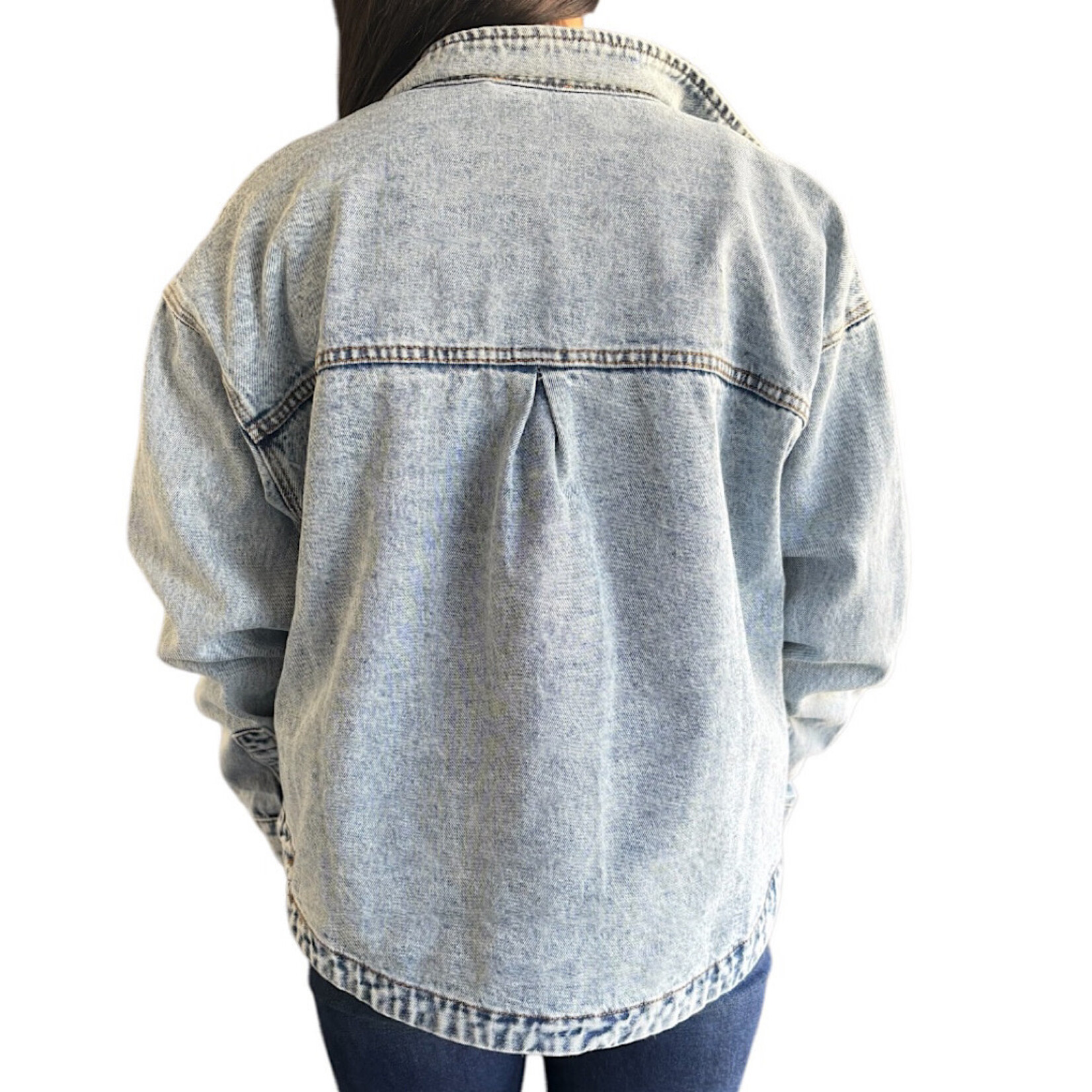 Light Vintage Denim Jacket With Square Pocket