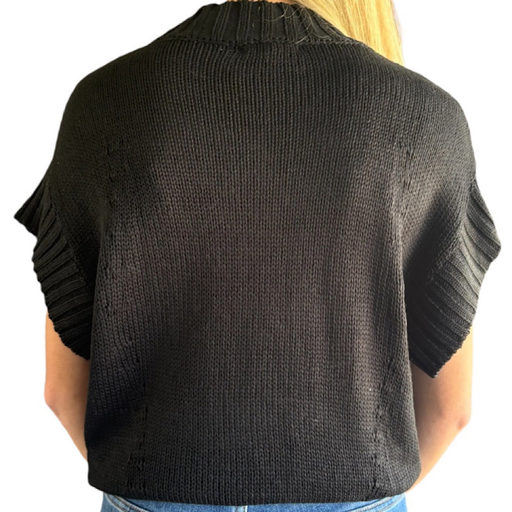 Black Sleeveless Sweater with Pumpkin