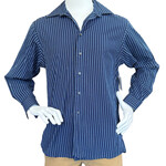 Navy Striped Long Sleeve Button Down Size Large- RF