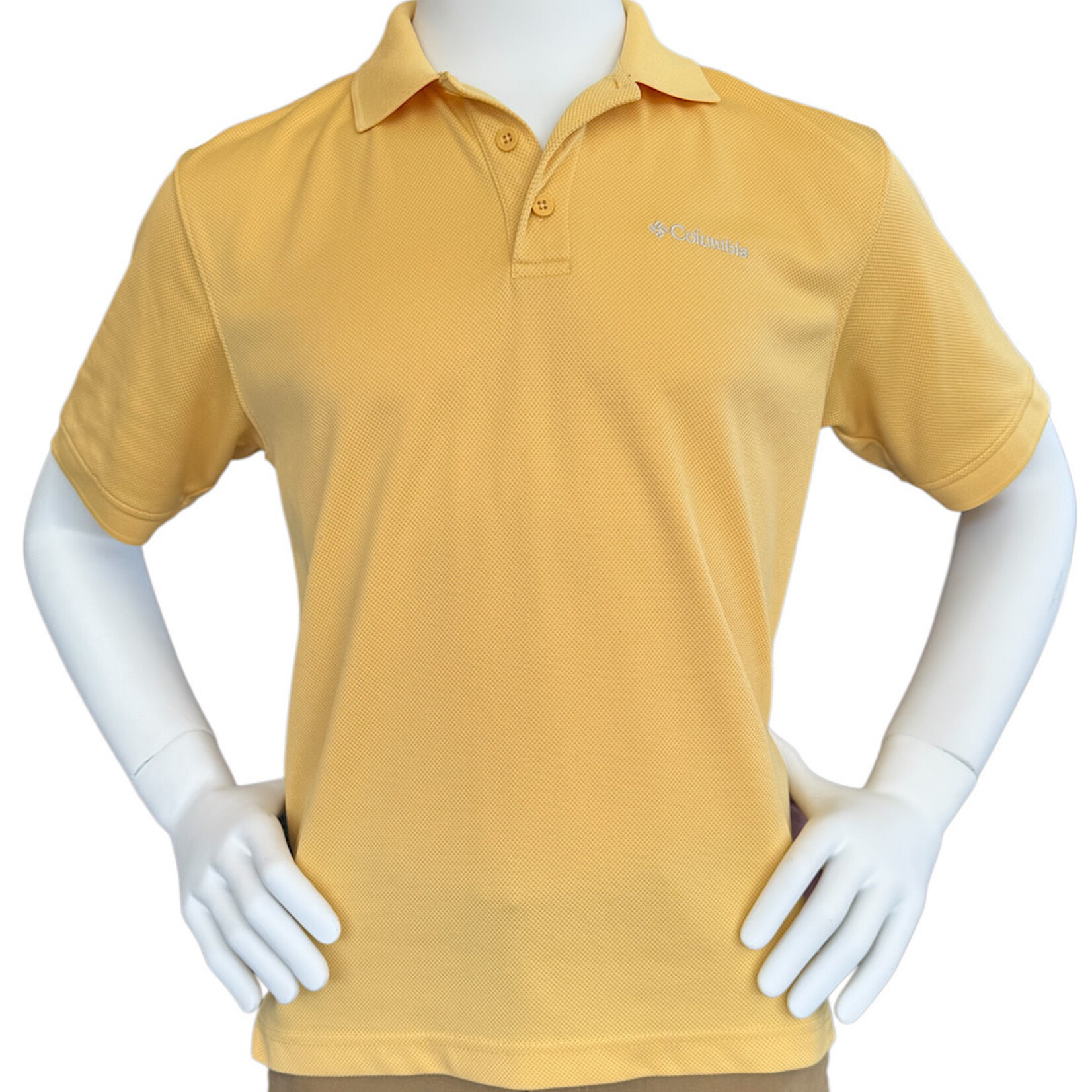 Yellow Short Sleeve Button Up Collared Shirt Size Small-RF