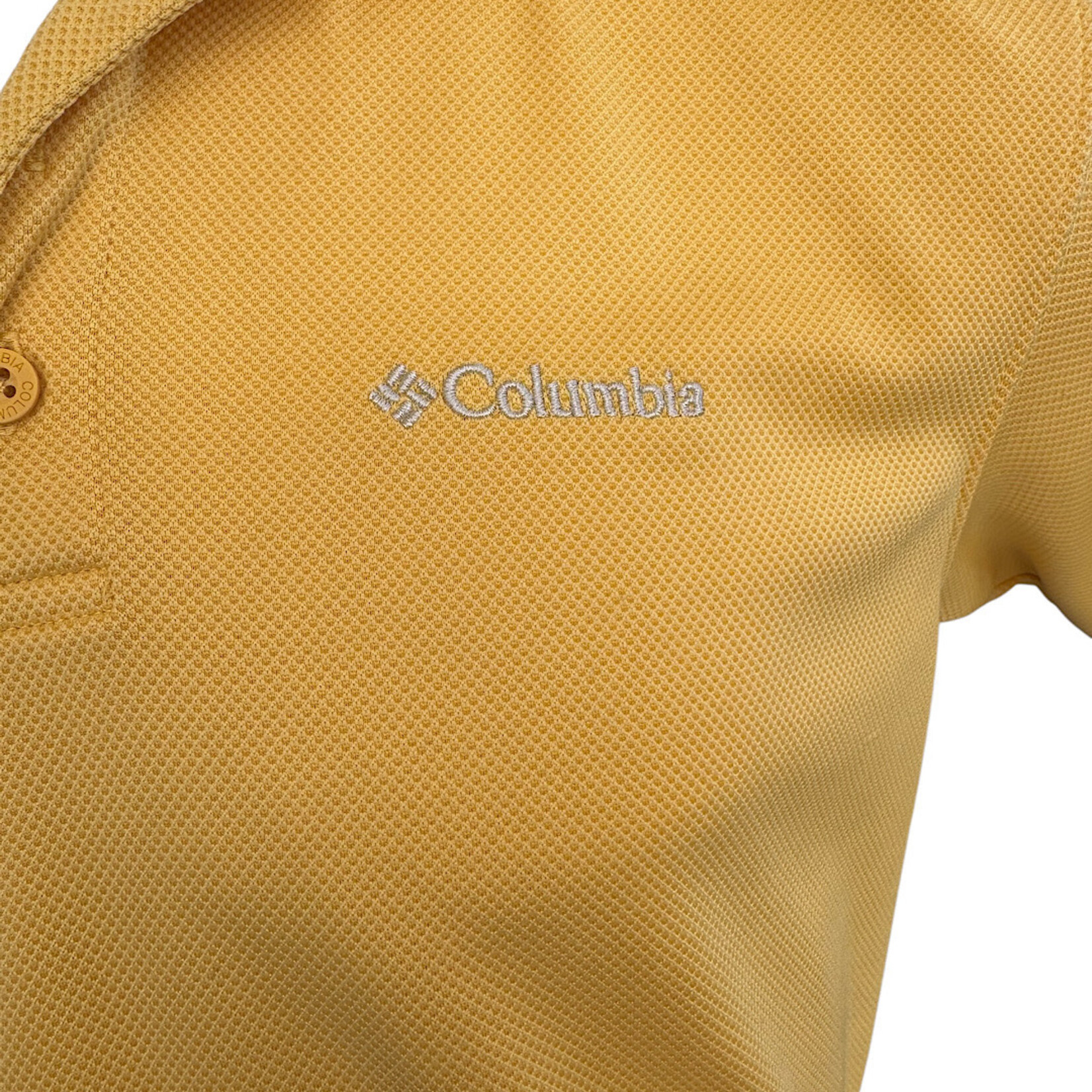 Columbia Yellow Short Sleeve Button Up Collared Shirt Size Small-RF