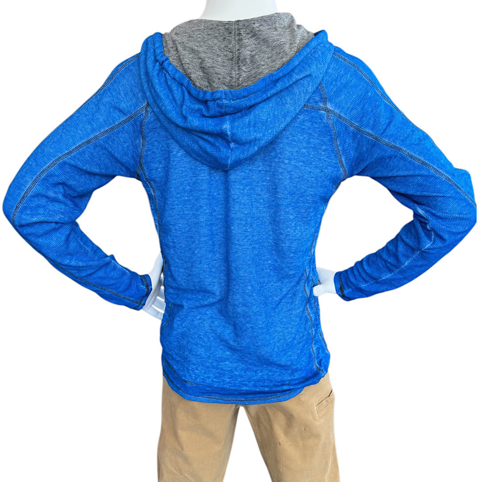 Blue Washed Button Front Pullover Size Medium-RF