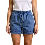 Navy Cotton Slub Frayed Shorts