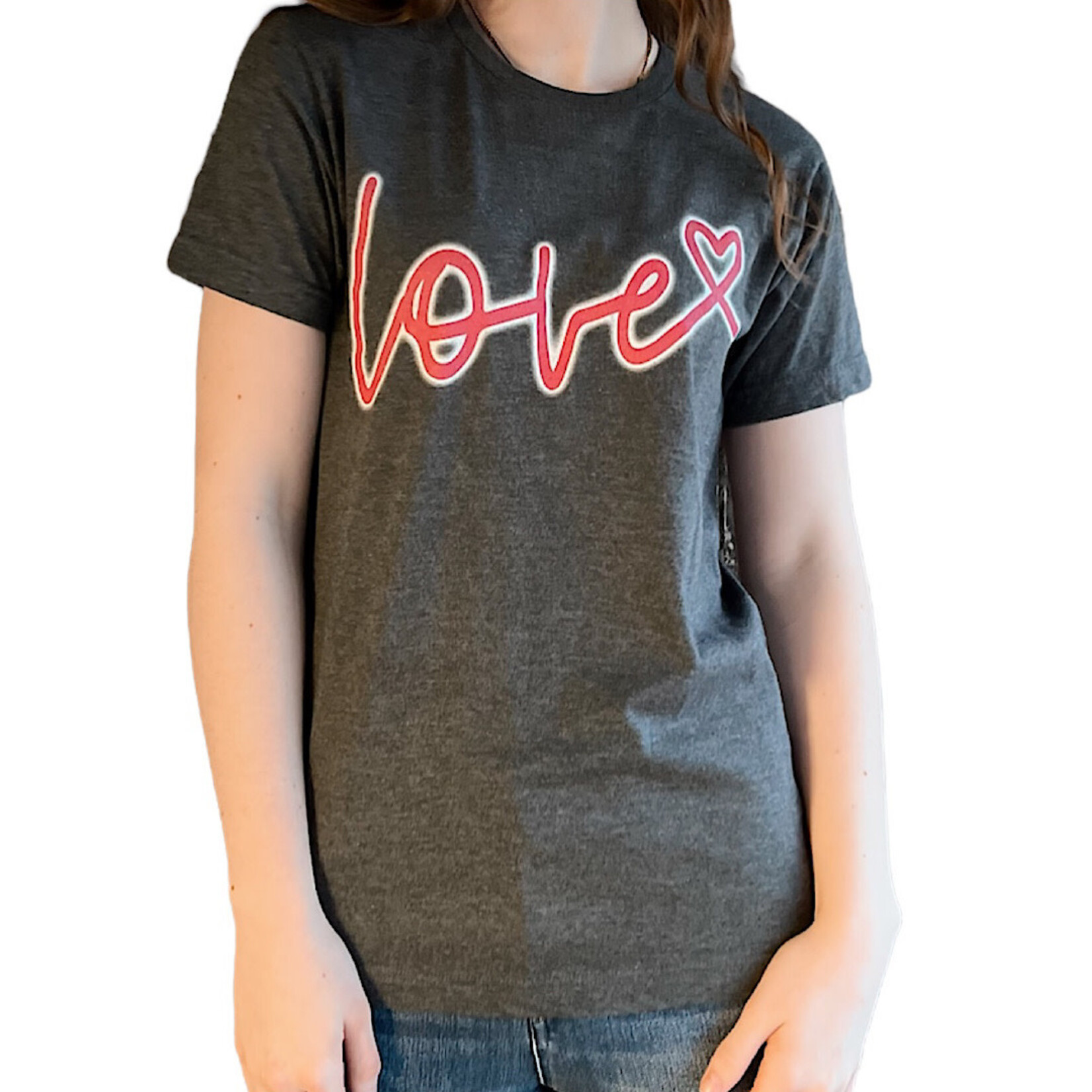 Dark Grey Love Neon- Valentine's Day Tee