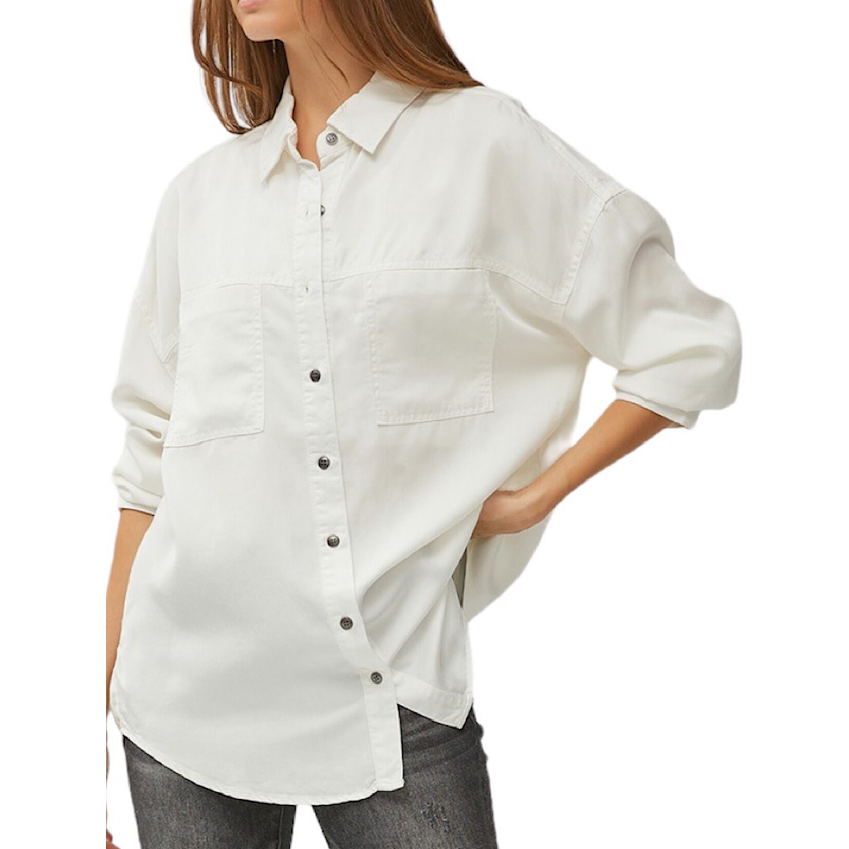 RISEN Cream Oversized Tencel Shirts RDJ9136