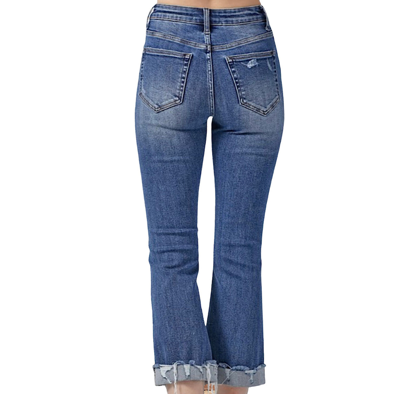 Risen Medium Distressed Ankle Bootcut with Cuff Jeans RDP1481