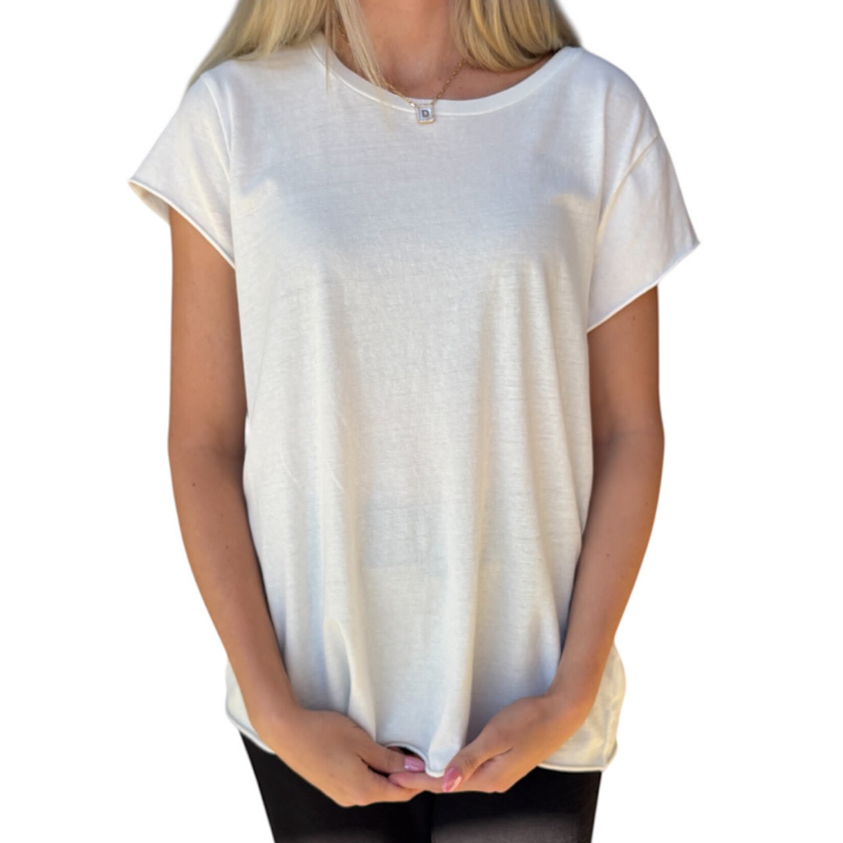 Off White Soft Cap Sleeve T-Shirt