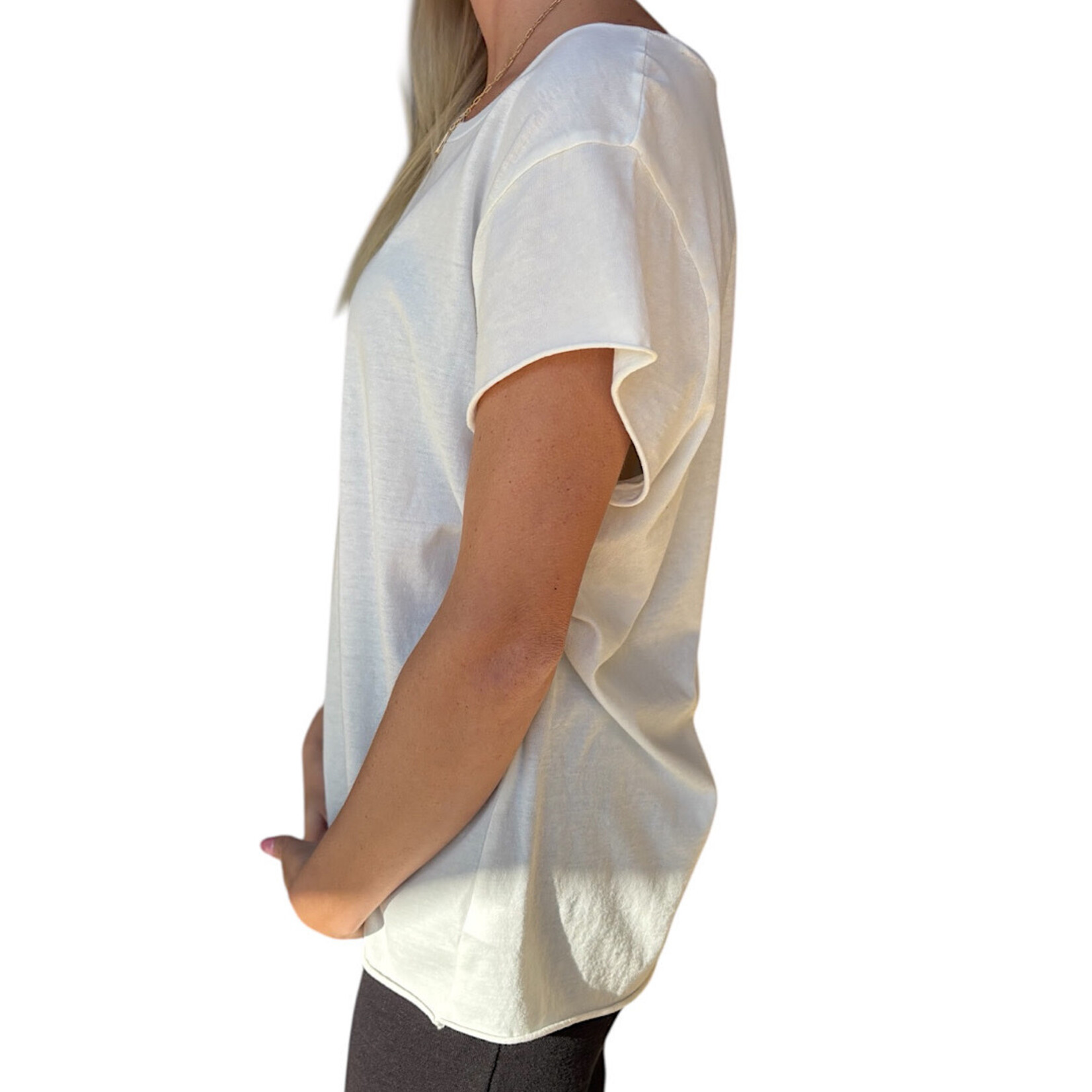 Off White Soft Cap Sleeve T-Shirt