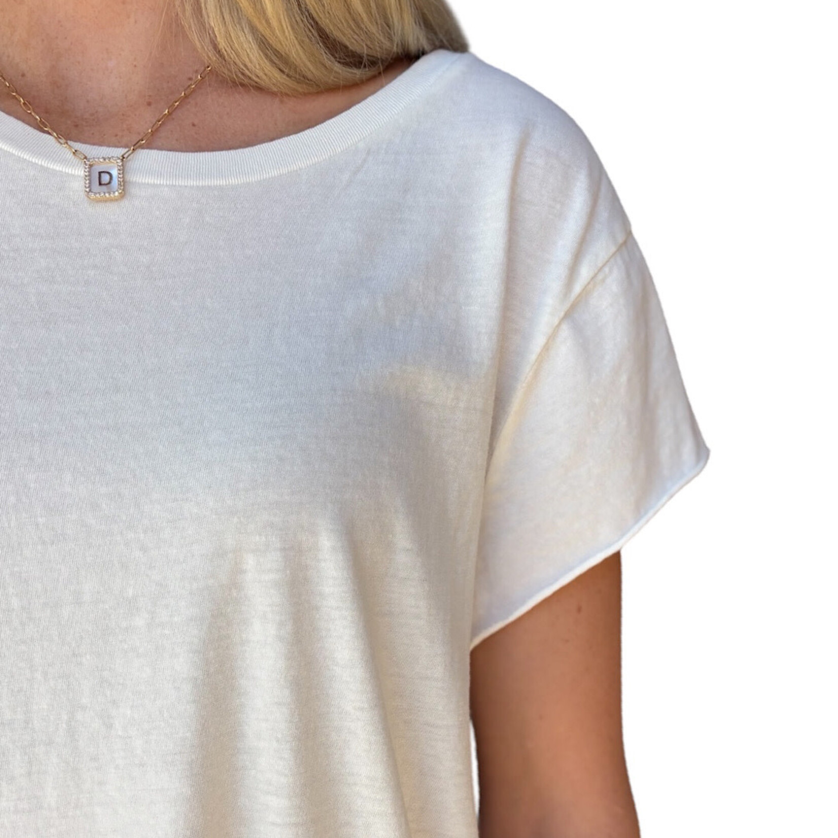 Off White Soft Cap Sleeve T-Shirt