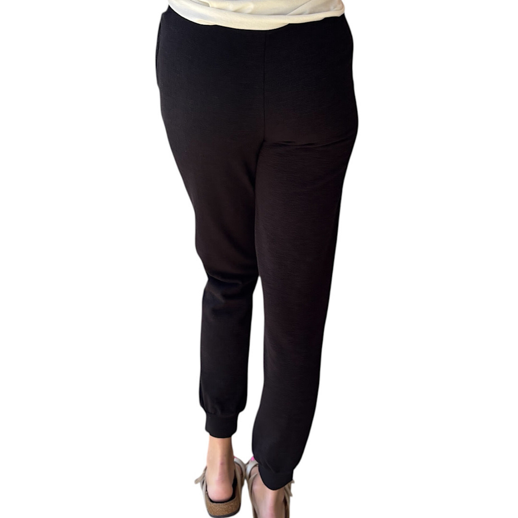 Black Cotton Slub Jogger Pants