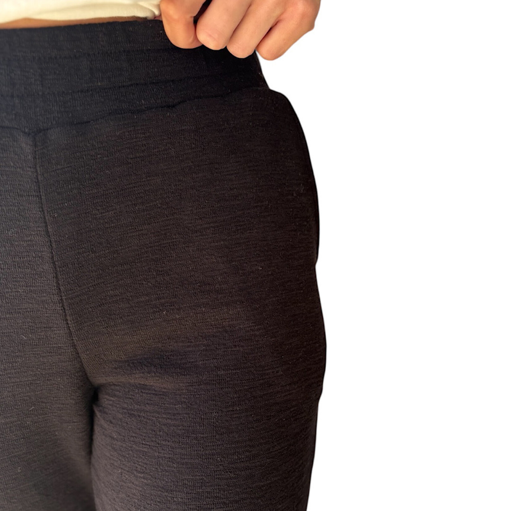 Black Cotton Slub Jogger Pants