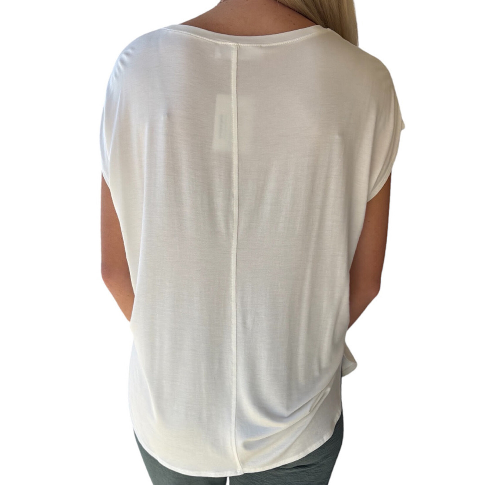 Off White Dolman Sleeve Top with Round Neck