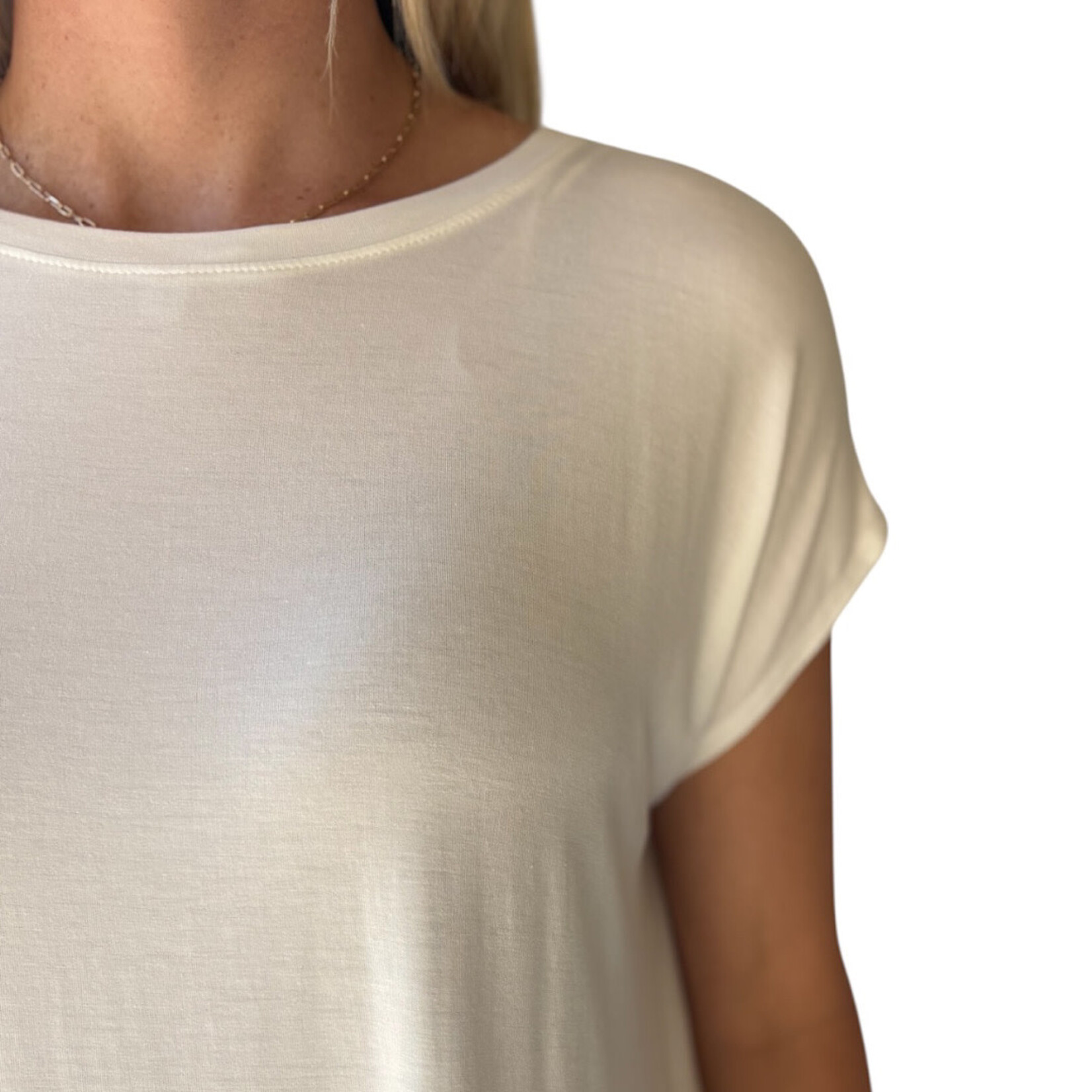 Off White Dolman Sleeve Top with Round Neck