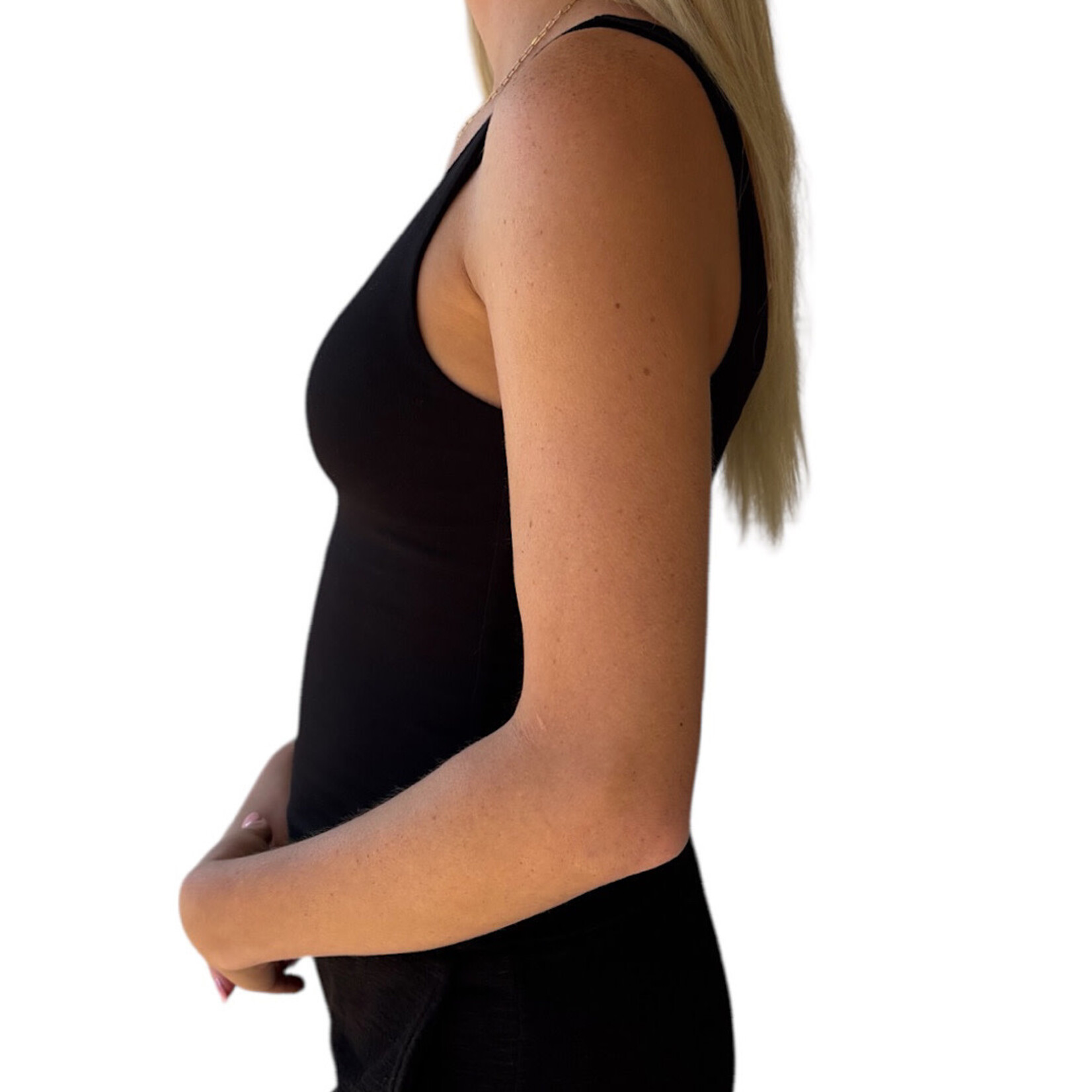 Black Double Layer Round Neck Tank