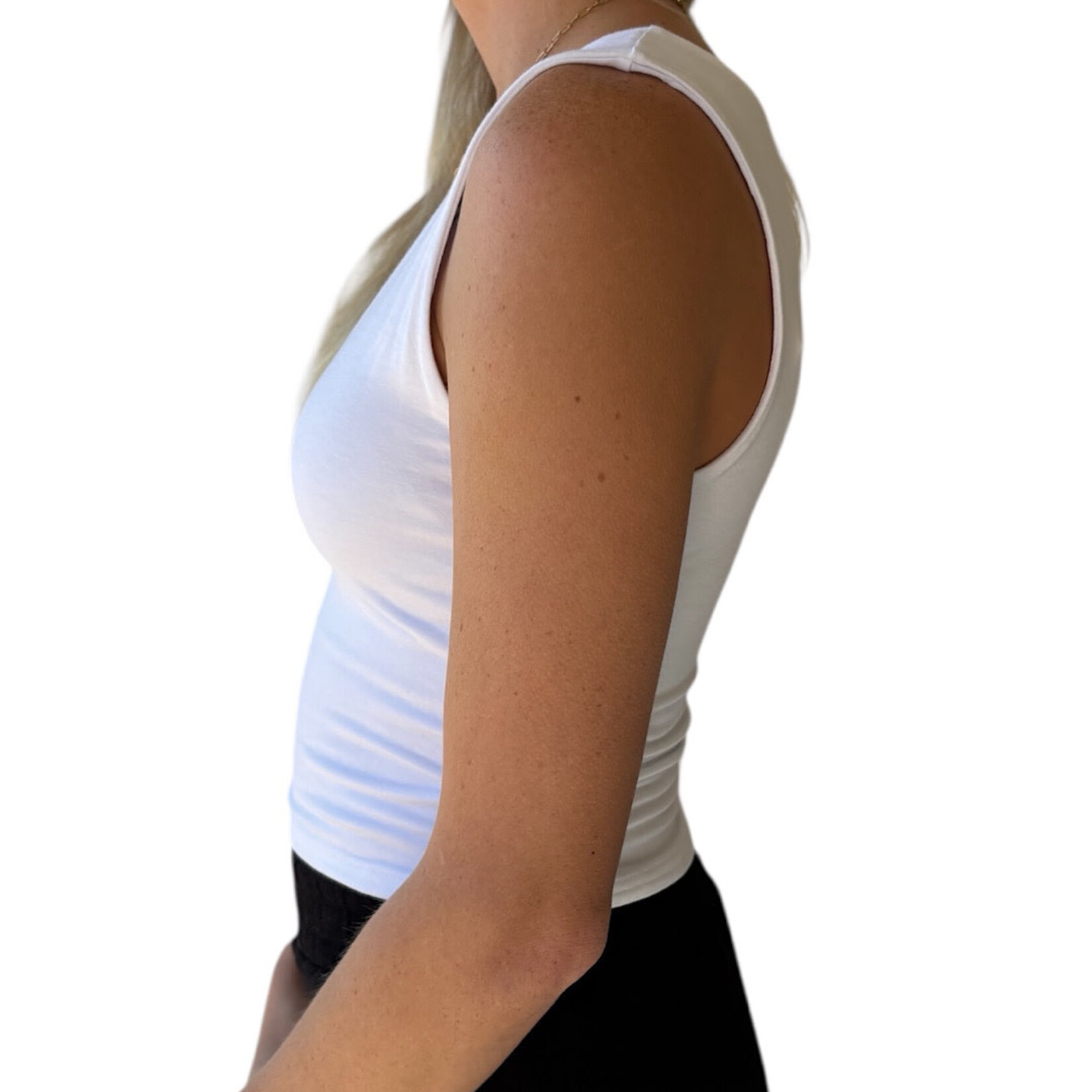 White Double Layered Cropped Tank